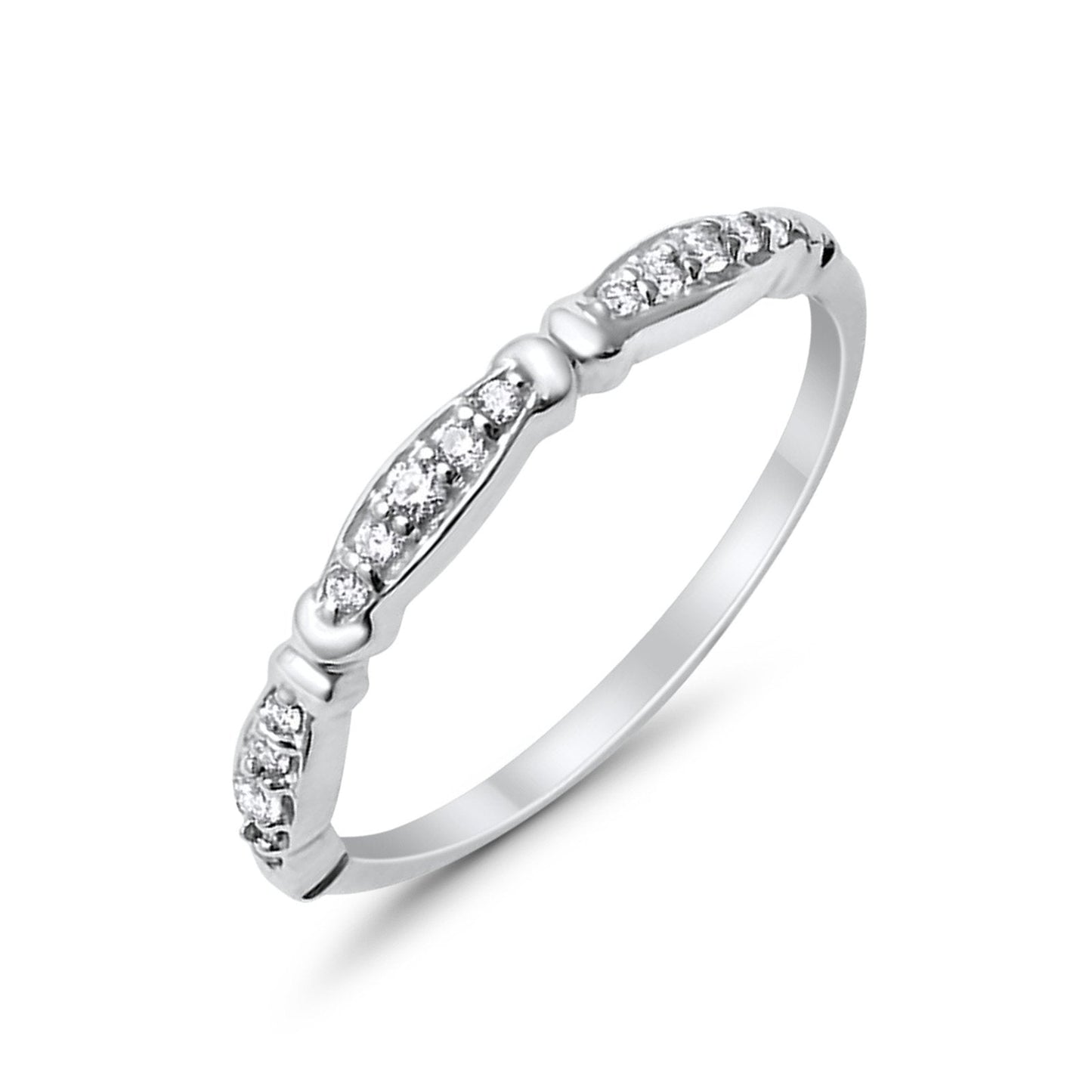 14K G SI White Gold .11ct Diamond Eternity Bands Ring Size 6.5