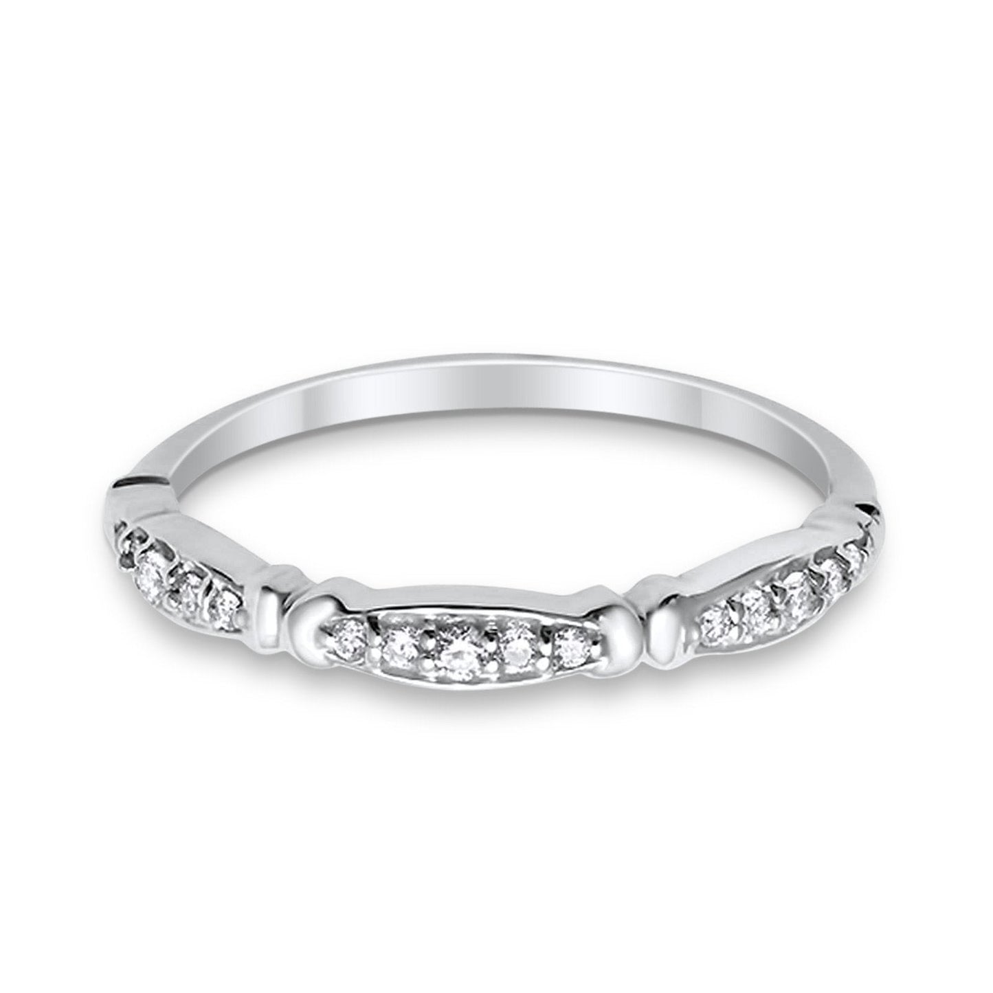 14K G SI White Gold .11ct Diamond Eternity Bands Ring Size 6.5