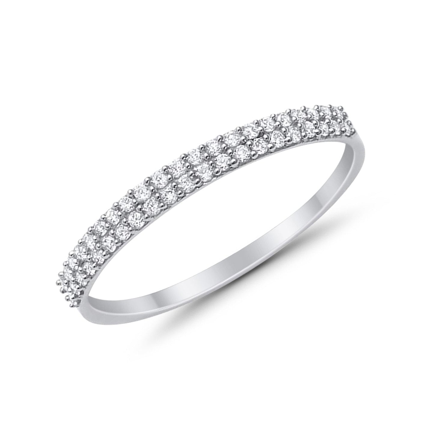 14K .17ct G SI White Gold Diamond Eternity Bands Ring Size 6.5