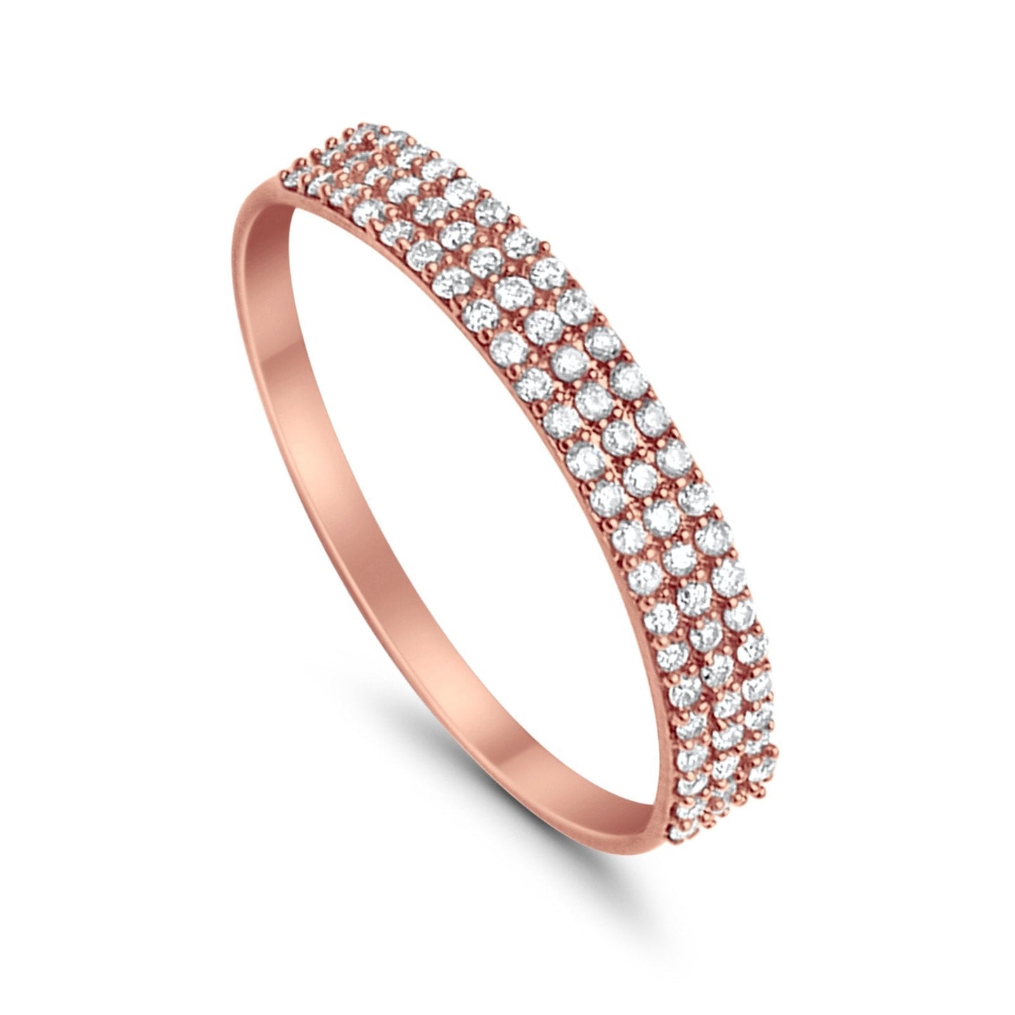 14K .23ct Rose Gold Diamond Eternity Bands Size 6.5