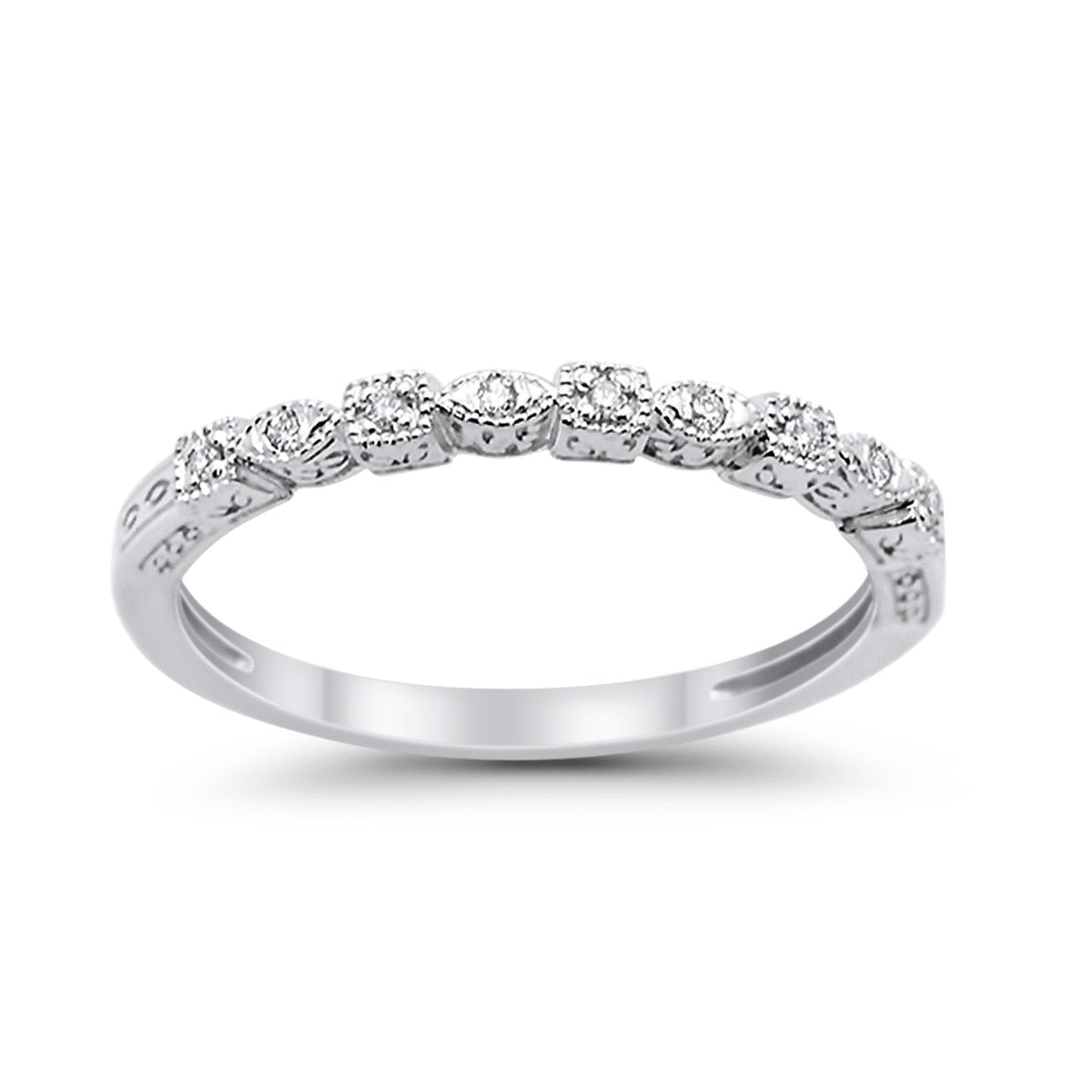 14K .05ct White Gold Diamond Eternity Bands Anniversary Wedding Stackable Size 6.5