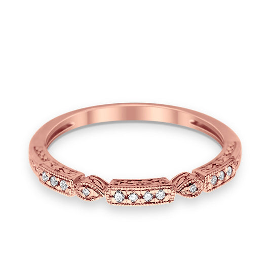 14K Rose Gold Diamond Anniversary Wedding Stackable Eternity Bands .08ct Size 6.5