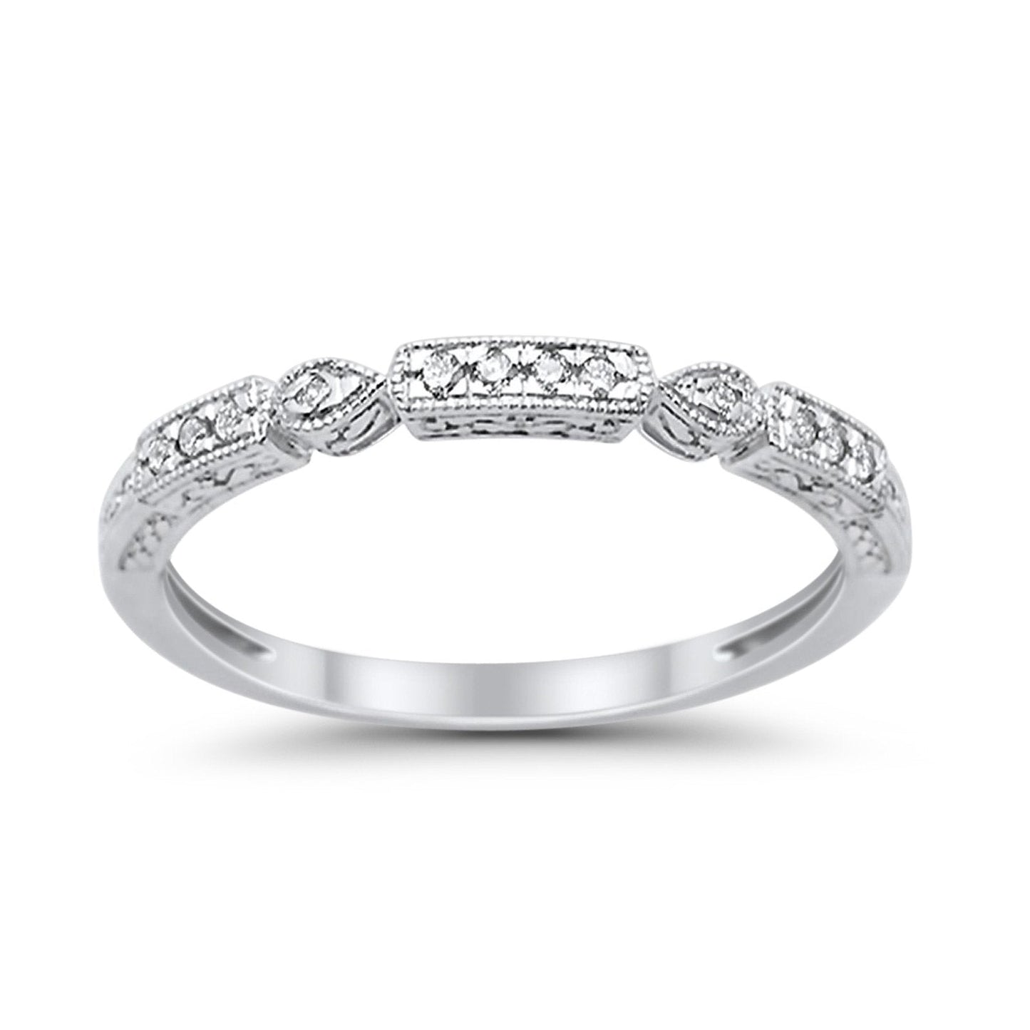 14K White Gold Diamond Anniversary Wedding Stackable Eternity Bands .08ct Size 6.5