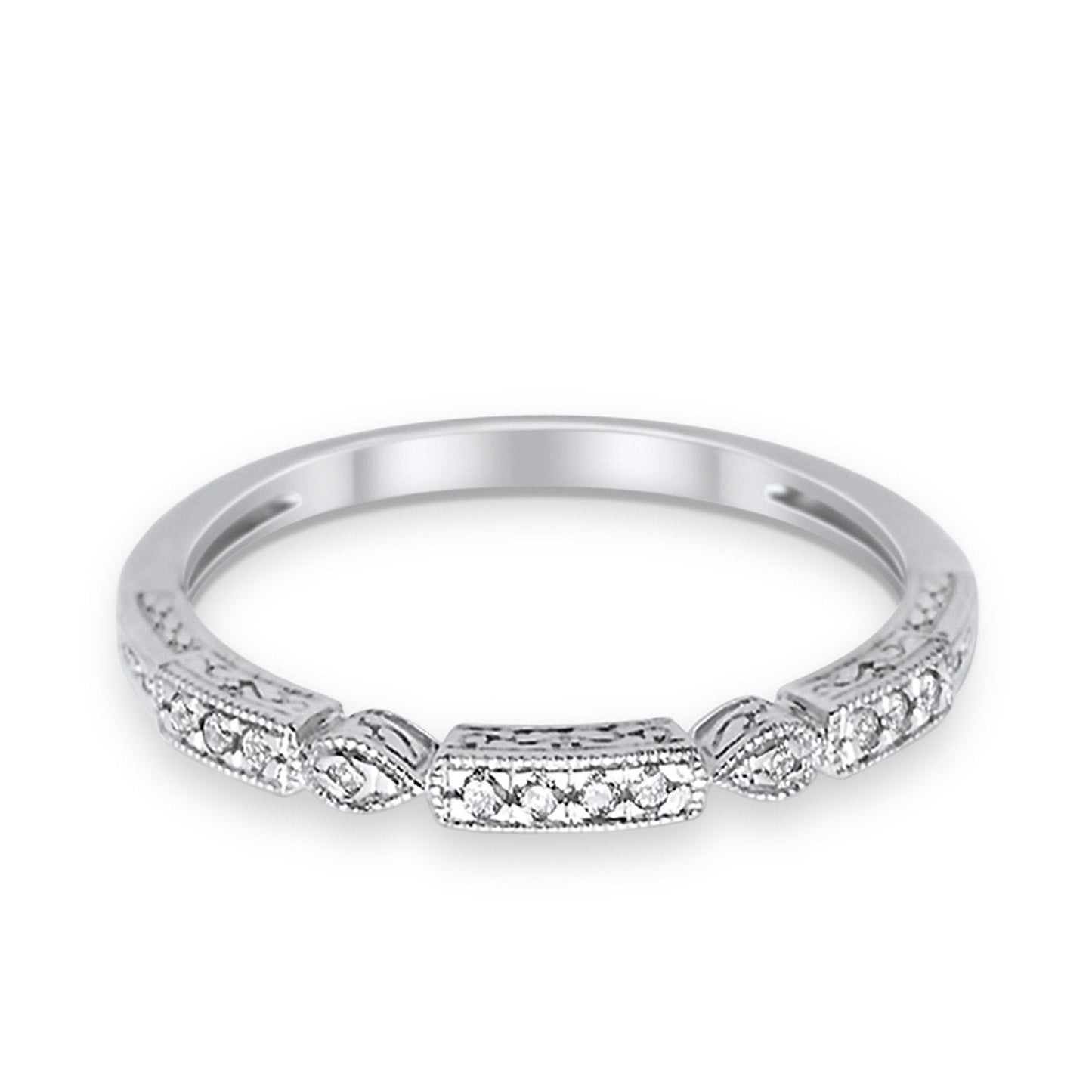 14K White Gold Diamond Anniversary Wedding Stackable Eternity Bands .08ct Size 6.5