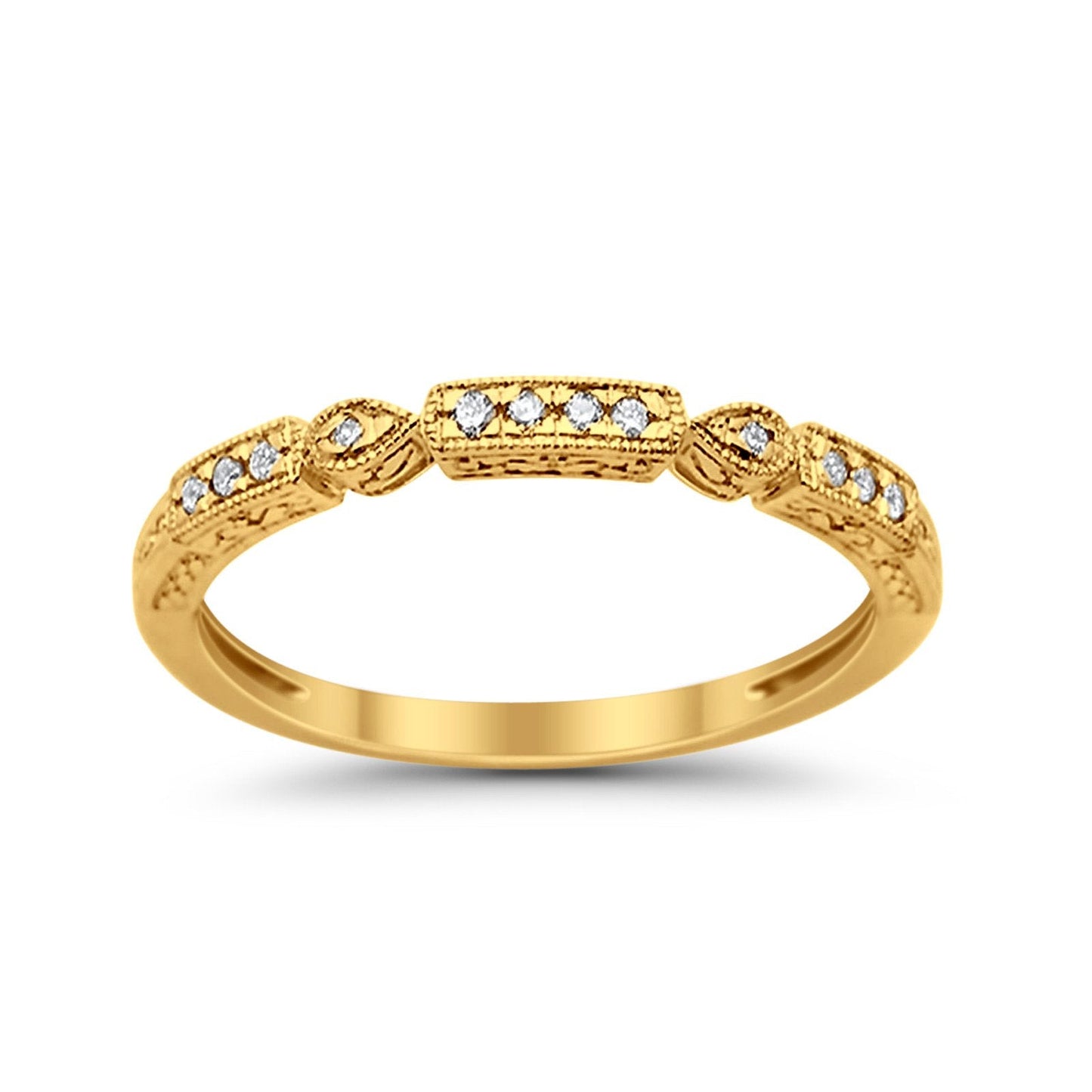 14K Yellow Gold Diamond Anniversary Wedding Stackable Eternity Bands .08ct Size 6.5