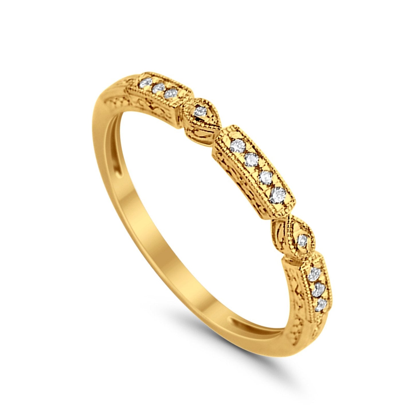 14K Yellow Gold Diamond Anniversary Wedding Stackable Eternity Bands .08ct Size 6.5