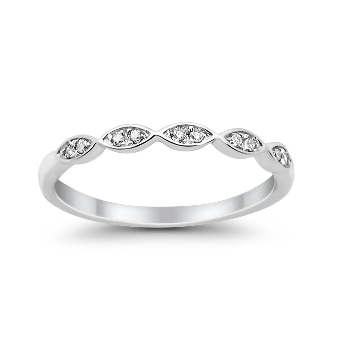 14K White Gold Anniversary .09ct Wedding Stackable Diamond Eternity Bands Size 6.5