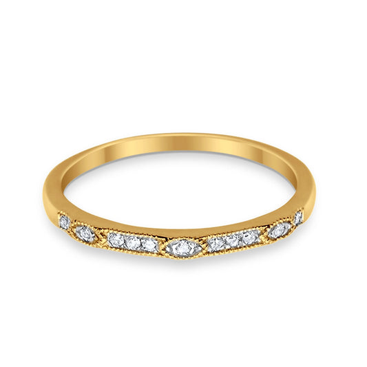 14K .06ct Anniversary Wedding Yellow Gold Diamond Eternity Stackable Bands Size 6.5