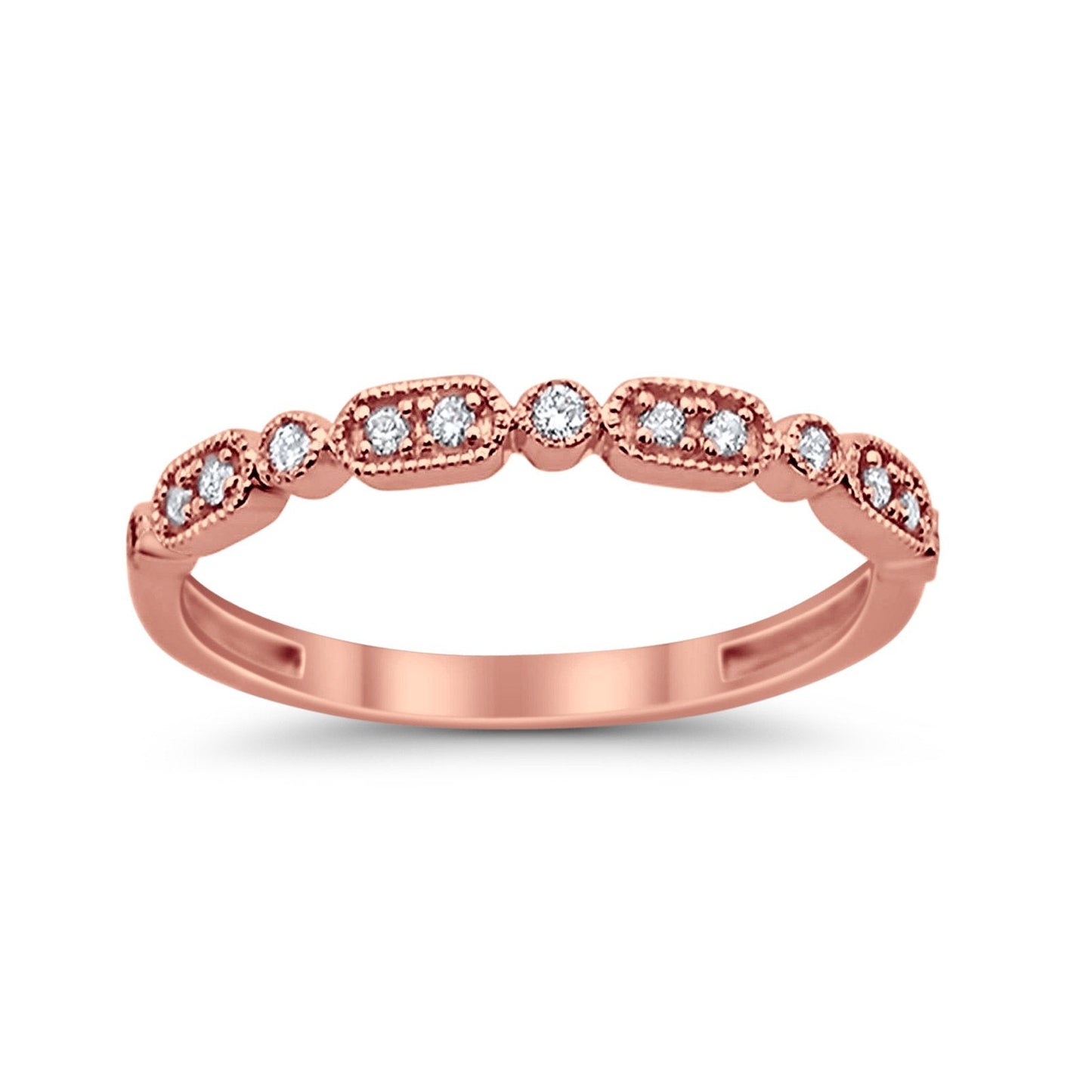 14K Stackable Rose Gold Anniversary Wedding Diamond Eternity Bands .10ct Size 6.5