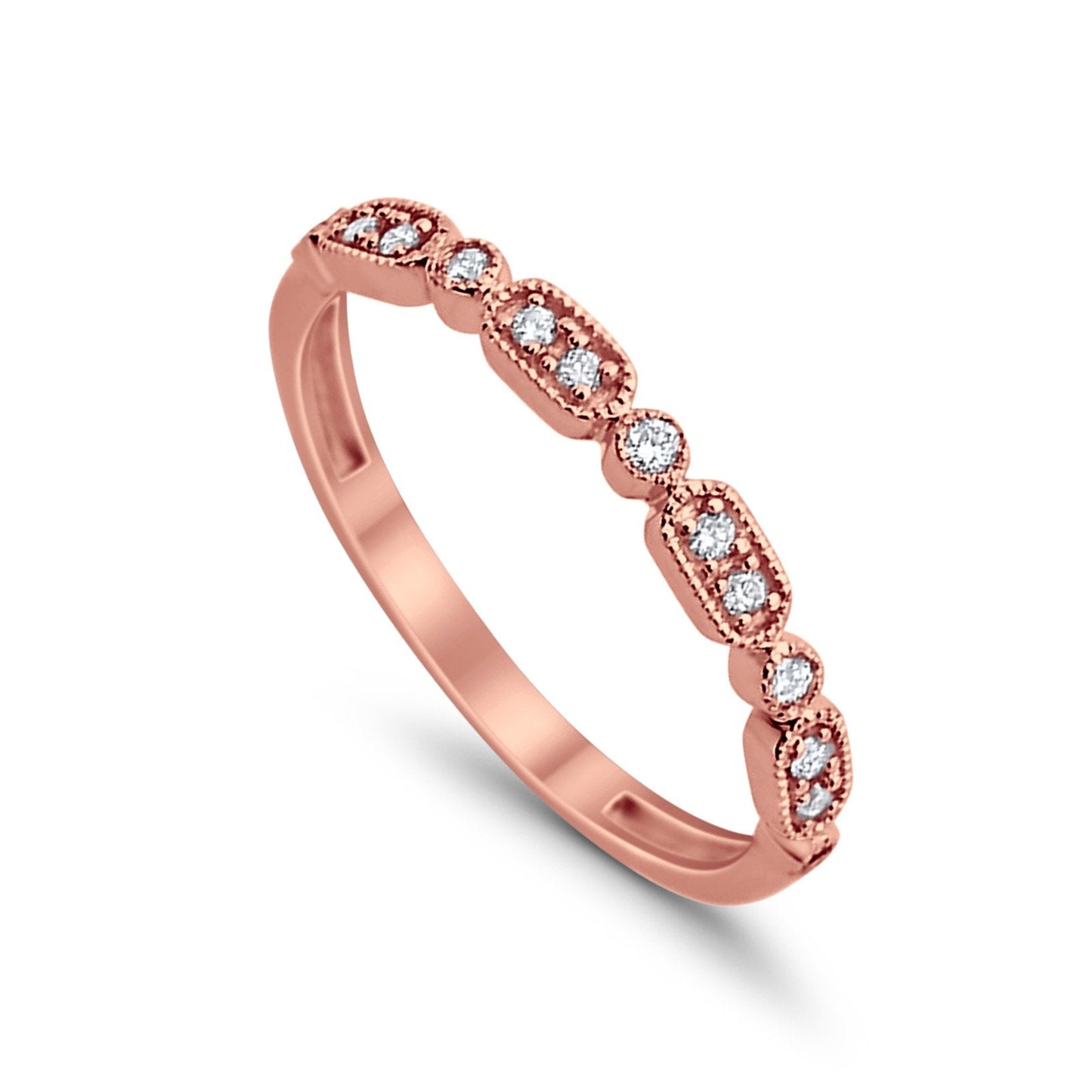 14K Stackable Rose Gold Anniversary Wedding Diamond Eternity Bands .10ct Size 6.5