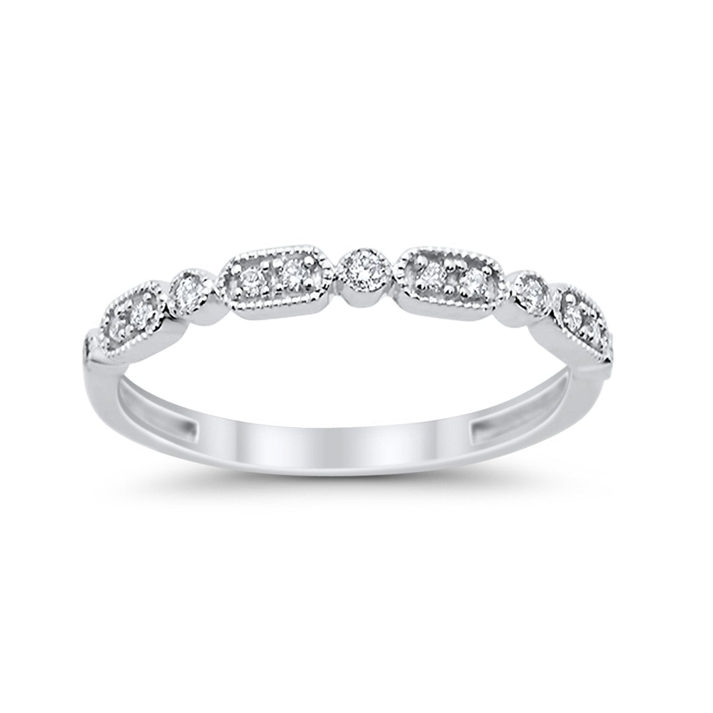 14K Stackable White Gold Anniversary Wedding Diamond Eternity Bands .11ct Size 6.5