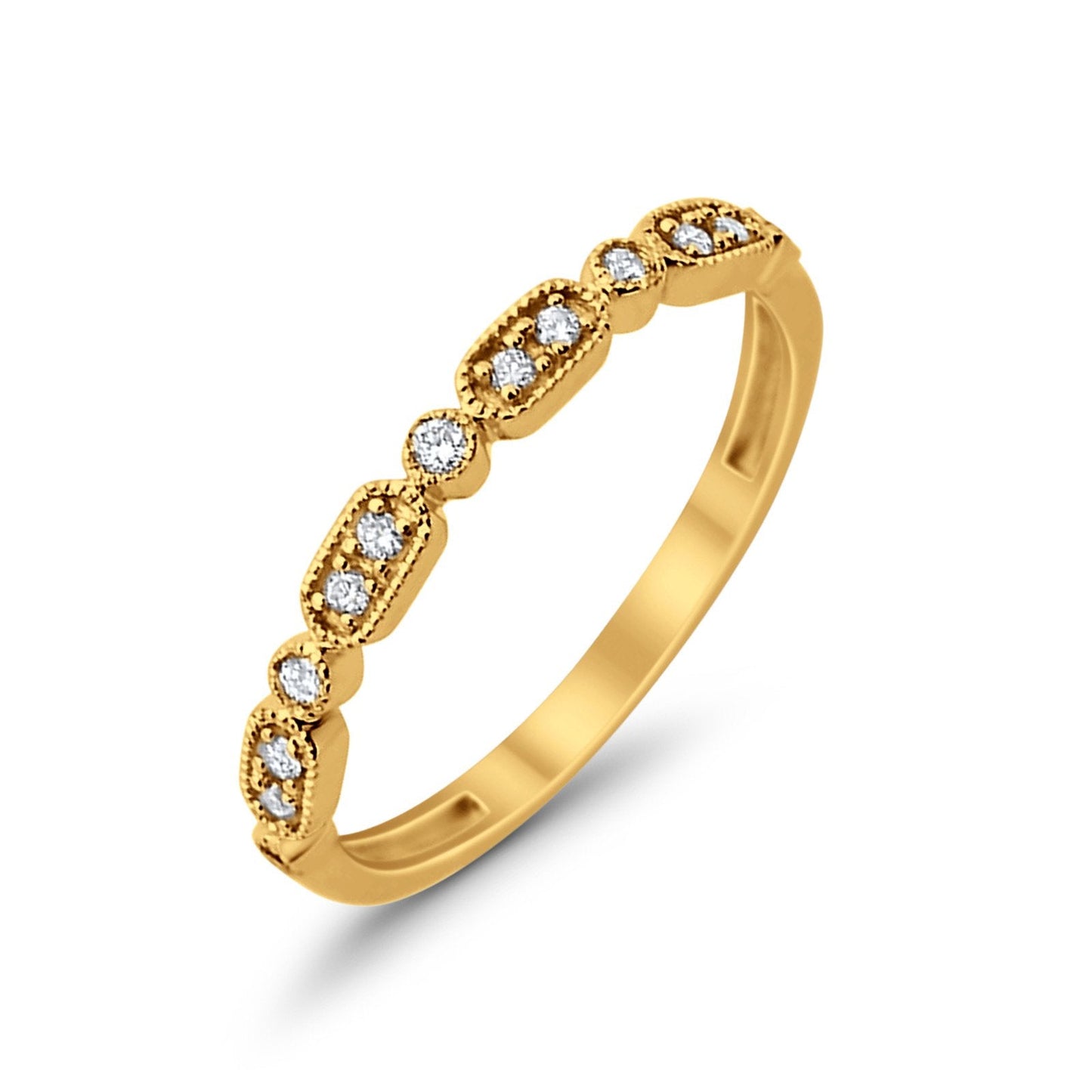 14K Stackable Yellow Gold Anniversary Wedding Diamond Eternity Bands .11ct Size 6.5