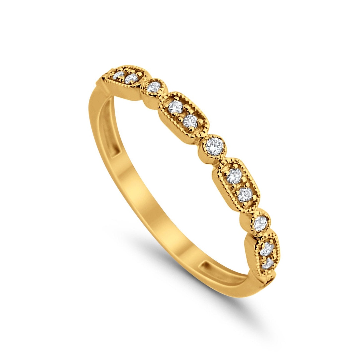 14K Stackable Yellow Gold Anniversary Wedding Diamond Eternity Bands .11ct Size 6.5