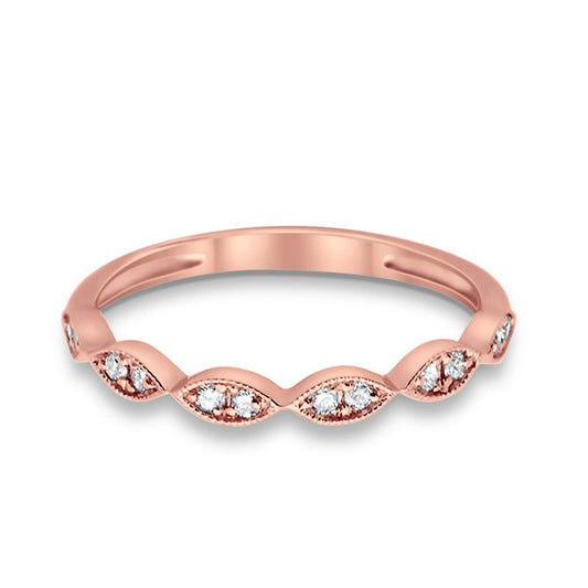 14K Anniversary Rose Gold Diamond Eternity Bands Wedding Stackable .15ct Size 6.5