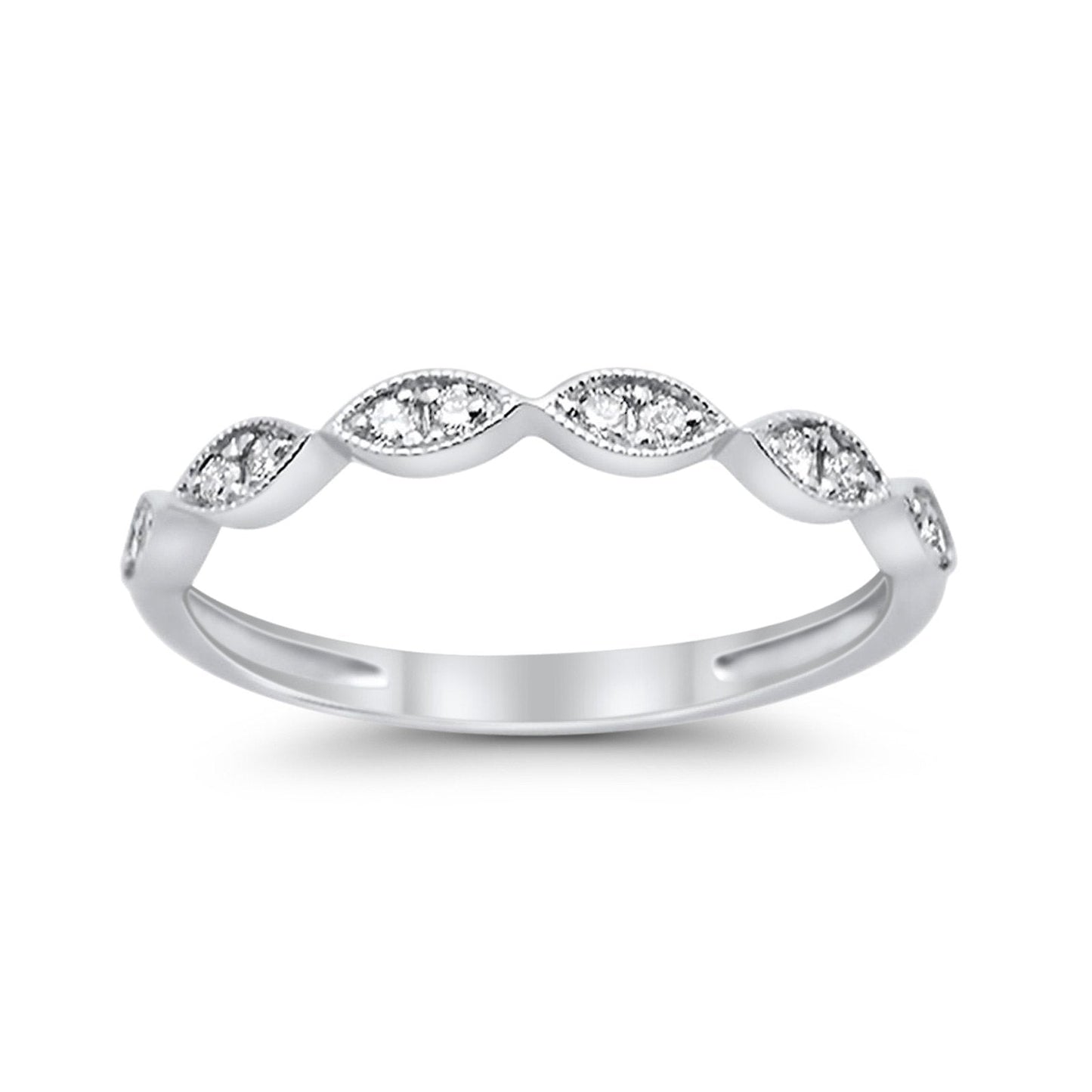 14K Anniversary White Gold Diamond Eternity Bands Wedding Stackable .15ct Size 6.5