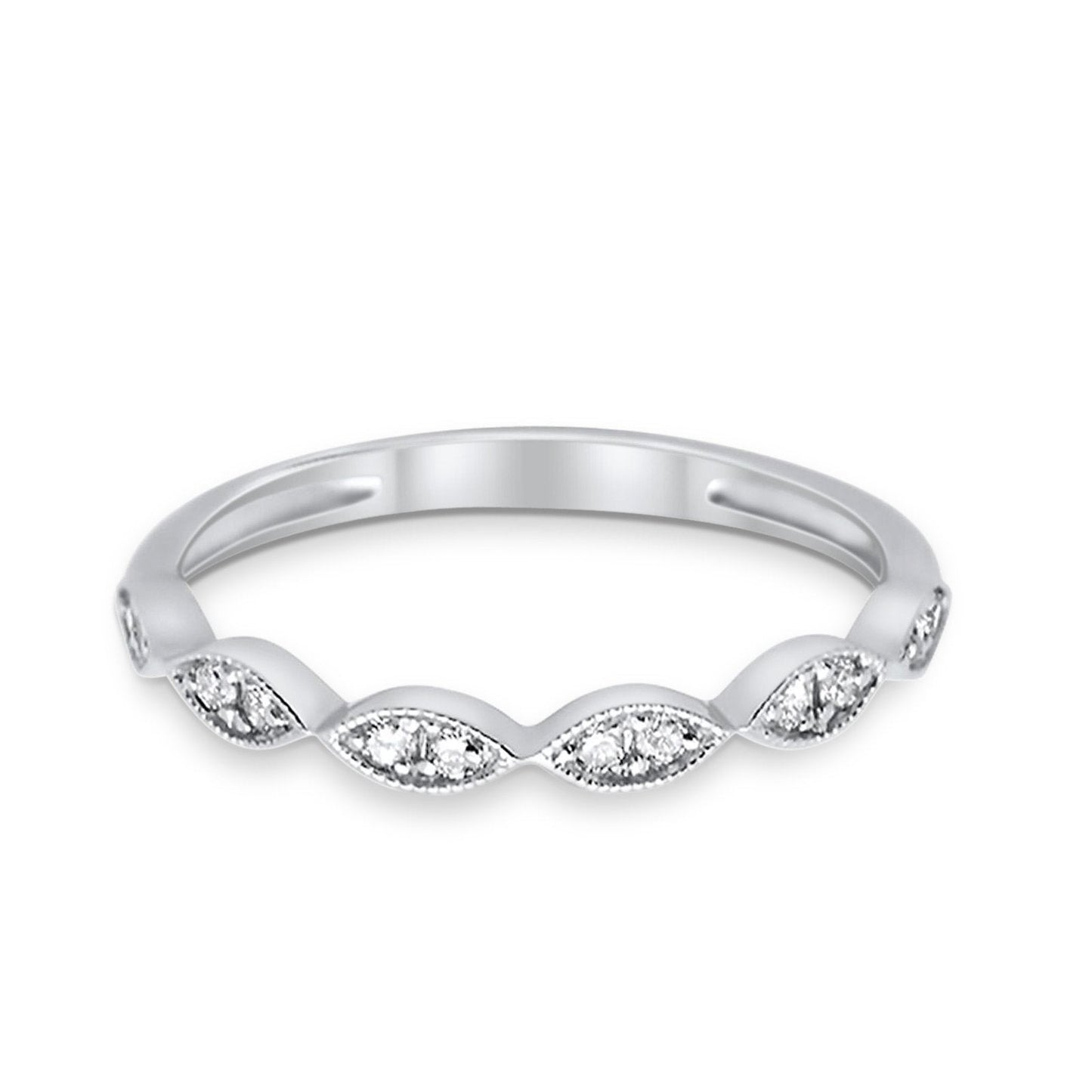 14K Anniversary White Gold Diamond Eternity Bands Wedding Stackable .15ct Size 6.5