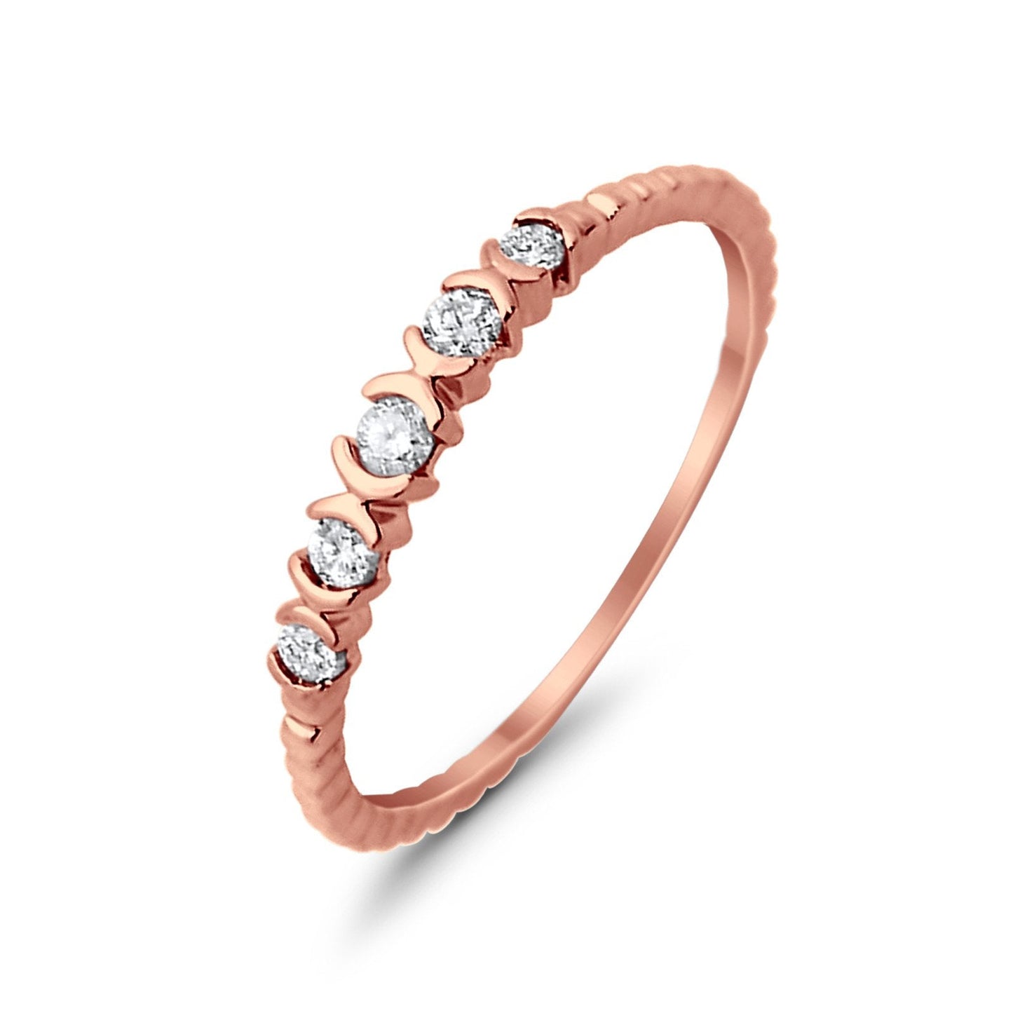 14K Stackable .13ct Rose Gold Diamond Eternity Bands Anniversary Wedding Size 6.5