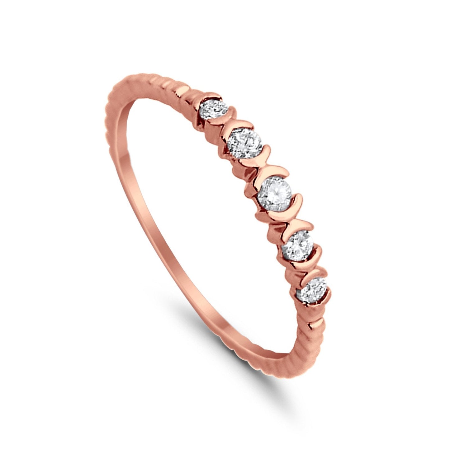 14K Stackable .13ct Rose Gold Diamond Eternity Bands Anniversary Wedding Size 6.5