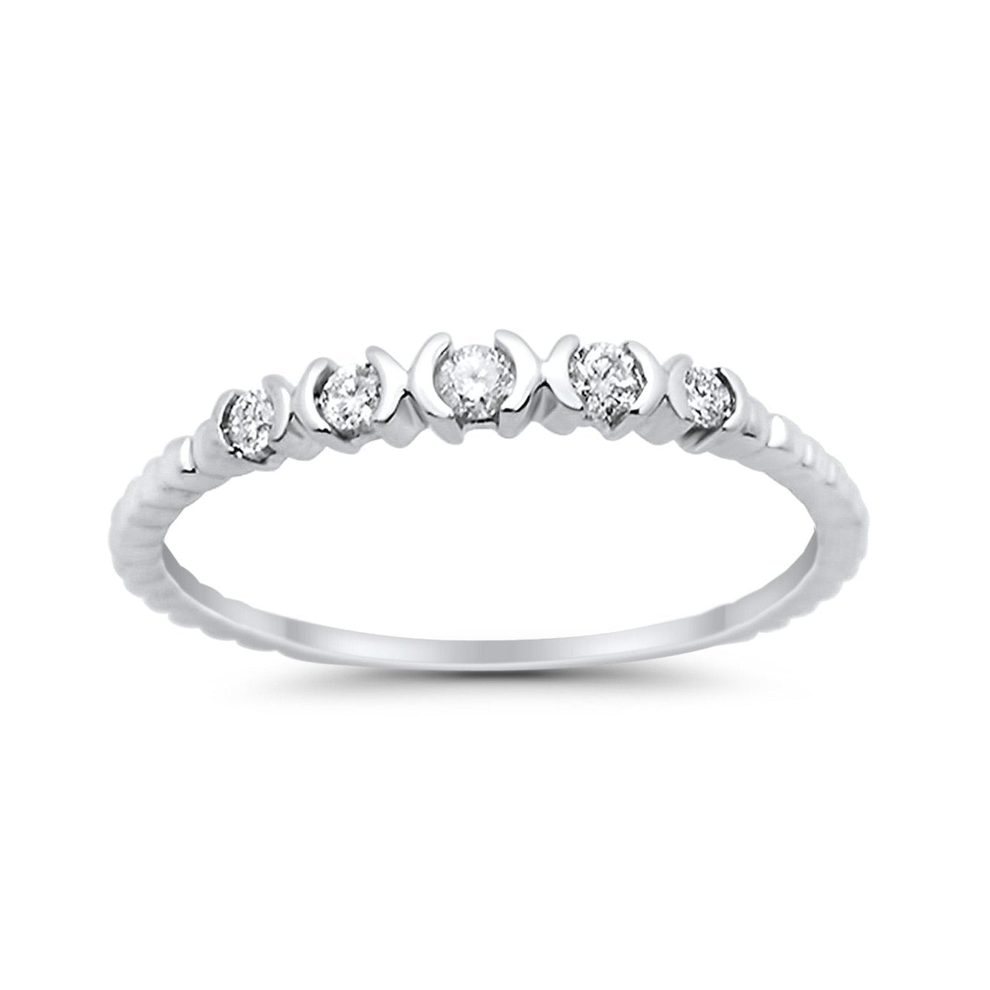 14K Stackable .13ct White Gold Diamond Eternity Bands Anniversary Wedding Size 6.5