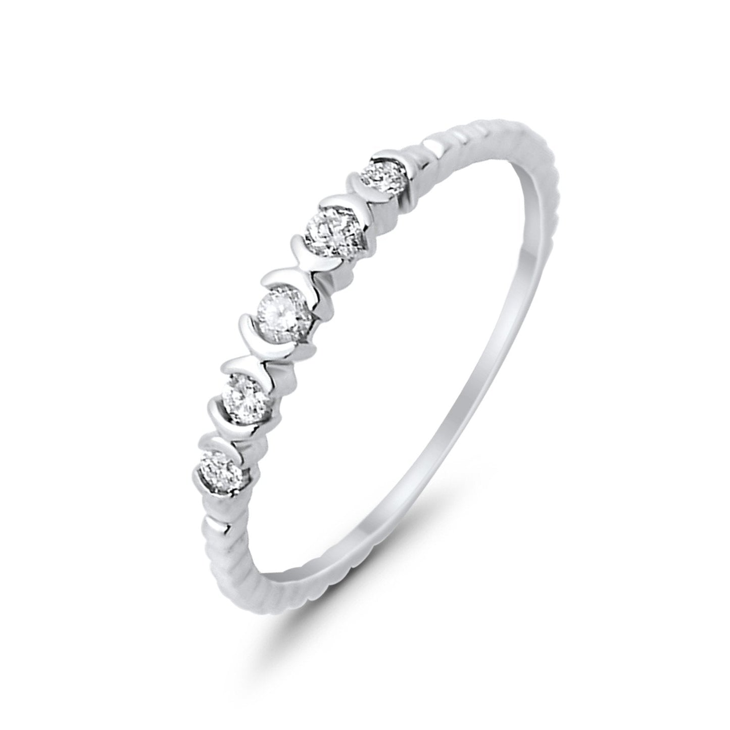 14K Stackable .13ct White Gold Diamond Eternity Bands Anniversary Wedding Size 6.5