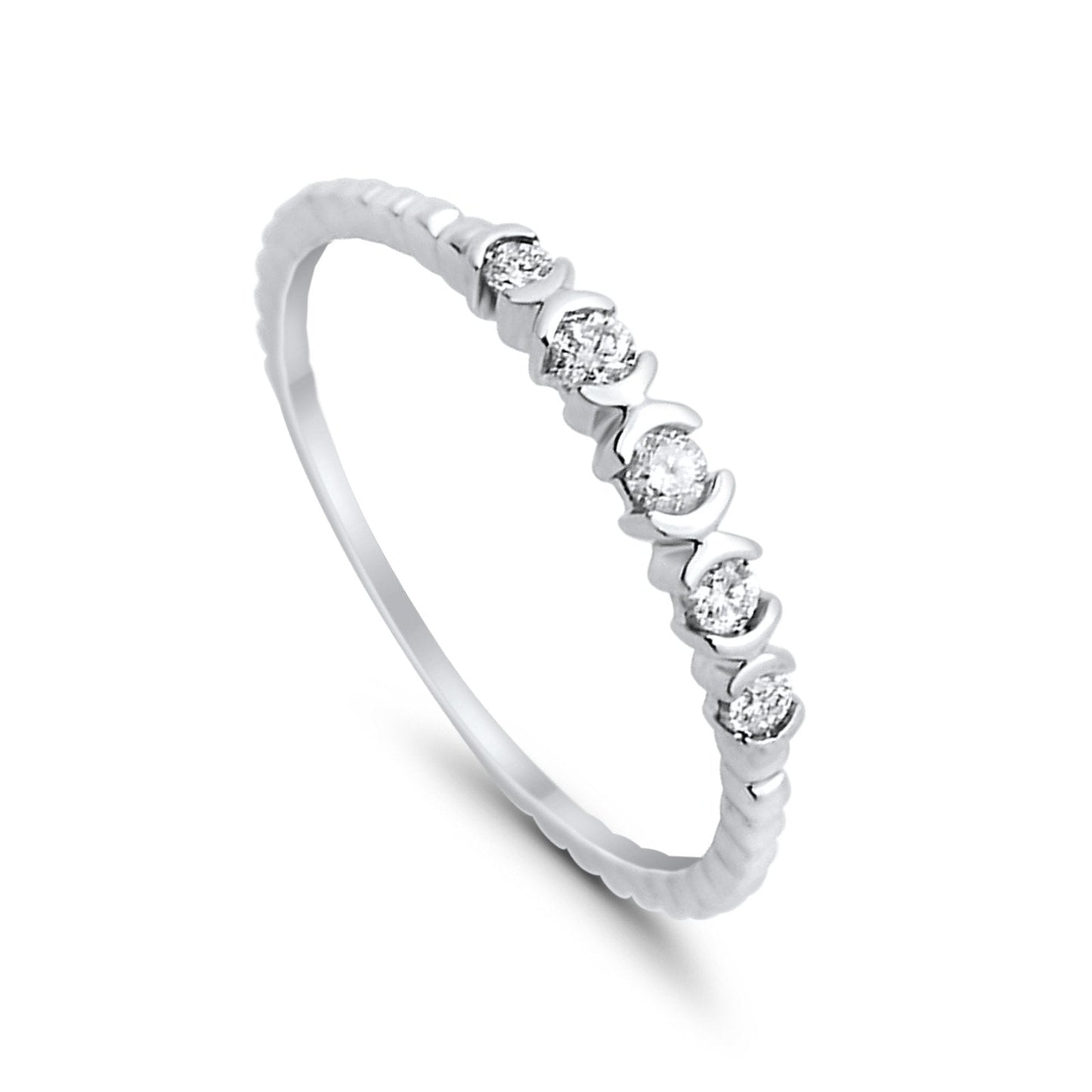 14K Stackable .13ct White Gold Diamond Eternity Bands Anniversary Wedding Size 6.5