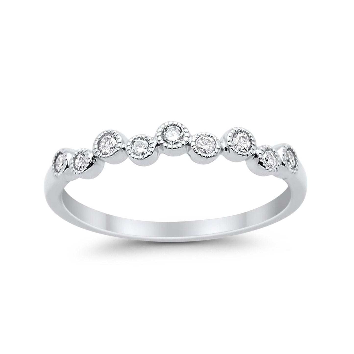 14K White Gold .16ct Diamond Eternity Bands Anniversary Wedding Stackable Ring Size 6.5