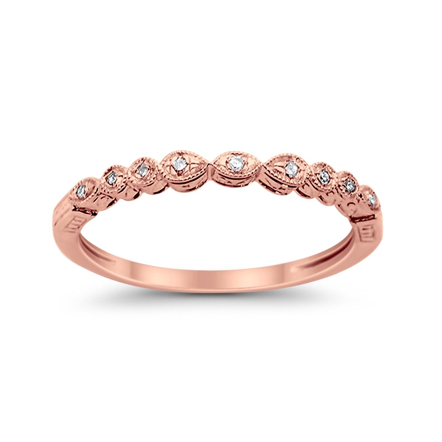 14K Rose Gold Diamond Eternity Bands Wedding Stackable Band .06ct Size 6.5