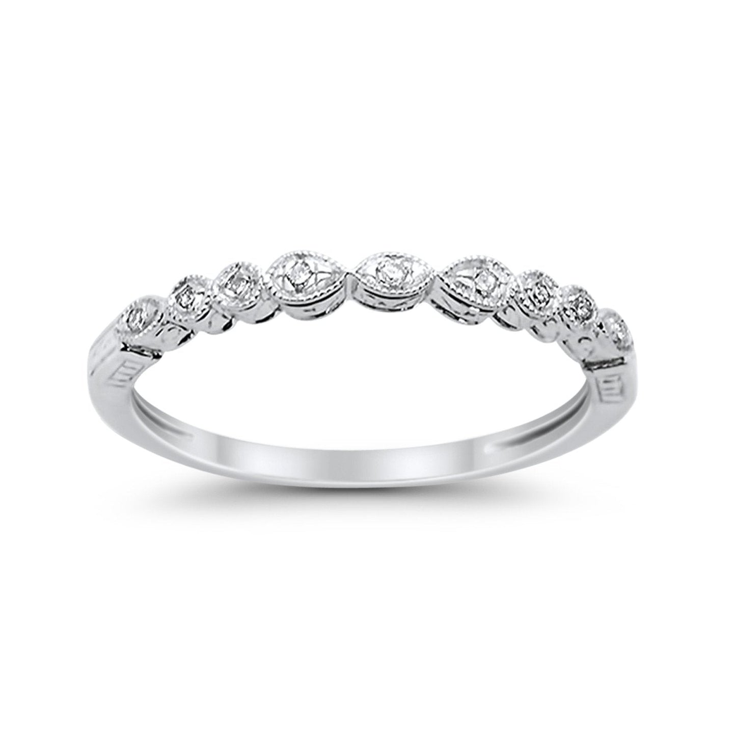 14K White Gold Diamond Eternity Bands Wedding Stackable Band .05ct Size 6.5