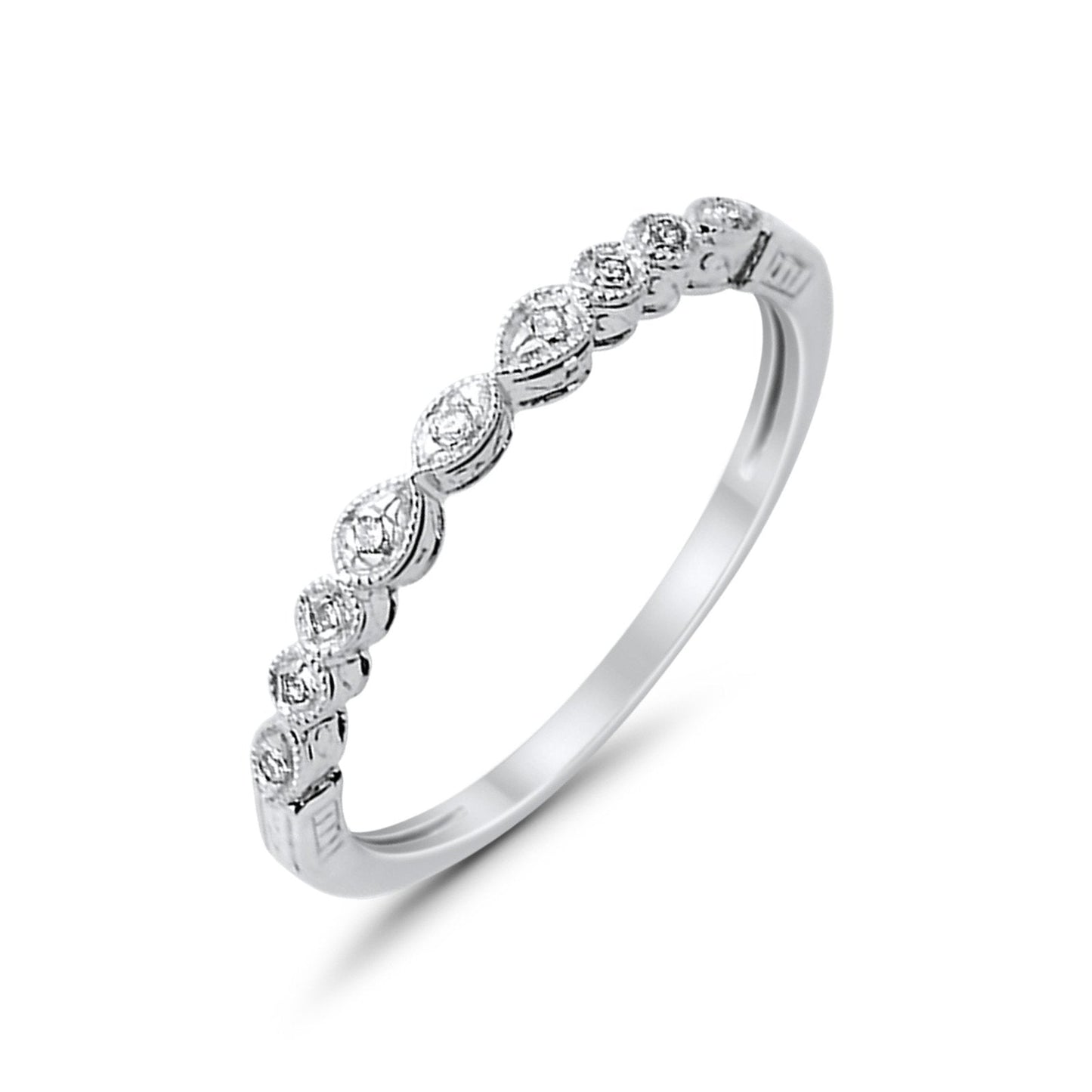 14K White Gold Diamond Eternity Bands Wedding Stackable Band .05ct Size 6.5