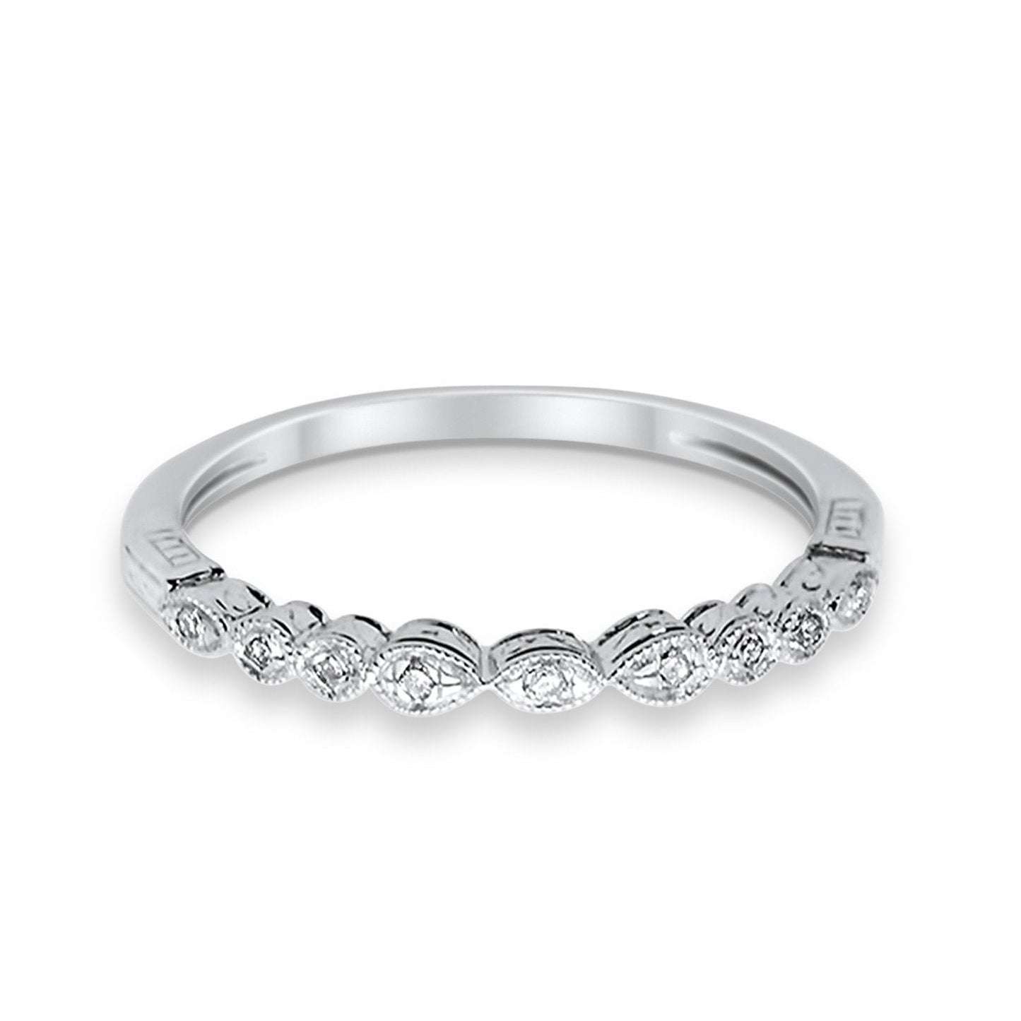 14K White Gold Diamond Eternity Bands Wedding Stackable Band .05ct Size 6.5