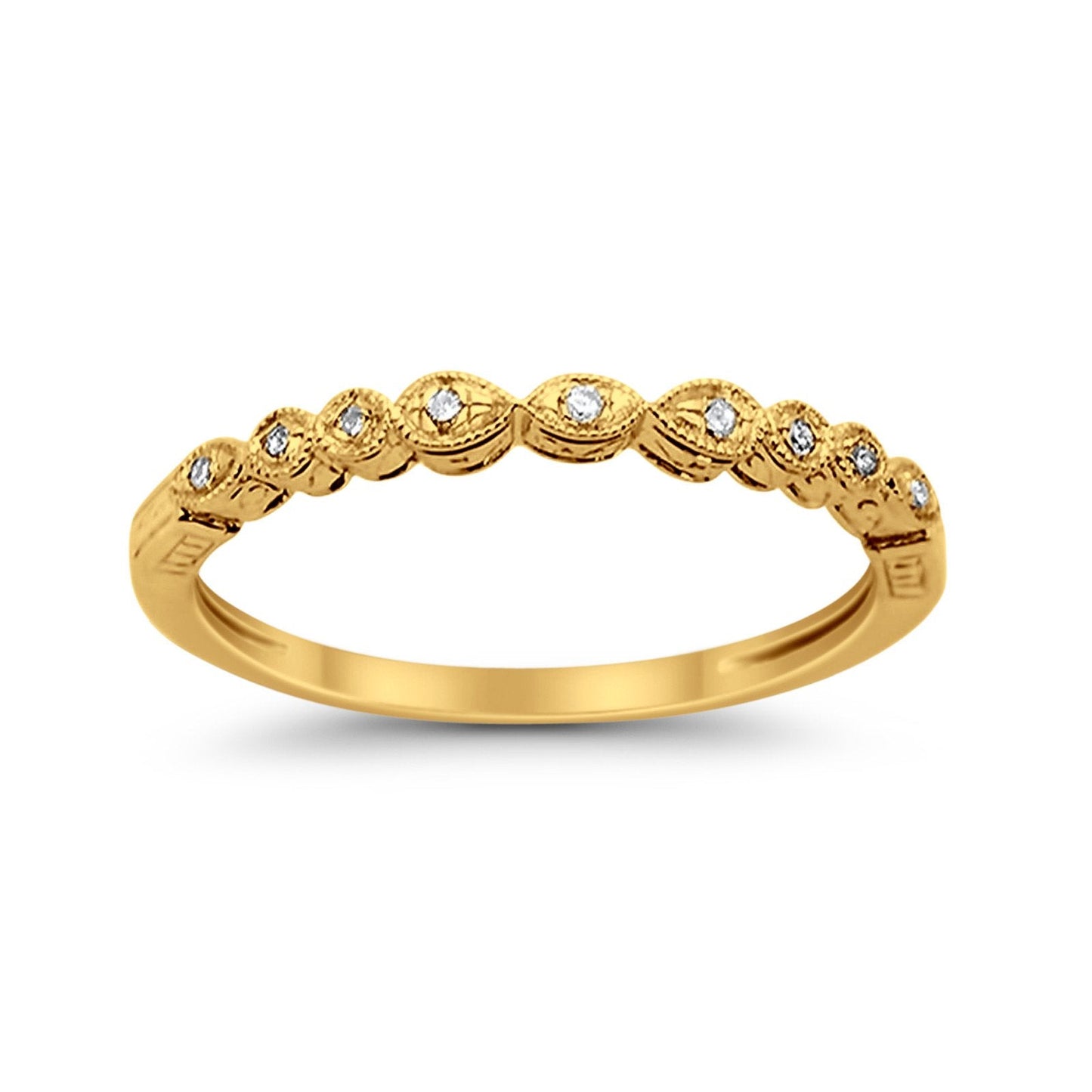 14K Yellow Gold Diamond Eternity Bands Wedding Stackable Band .06ct Size 6.5