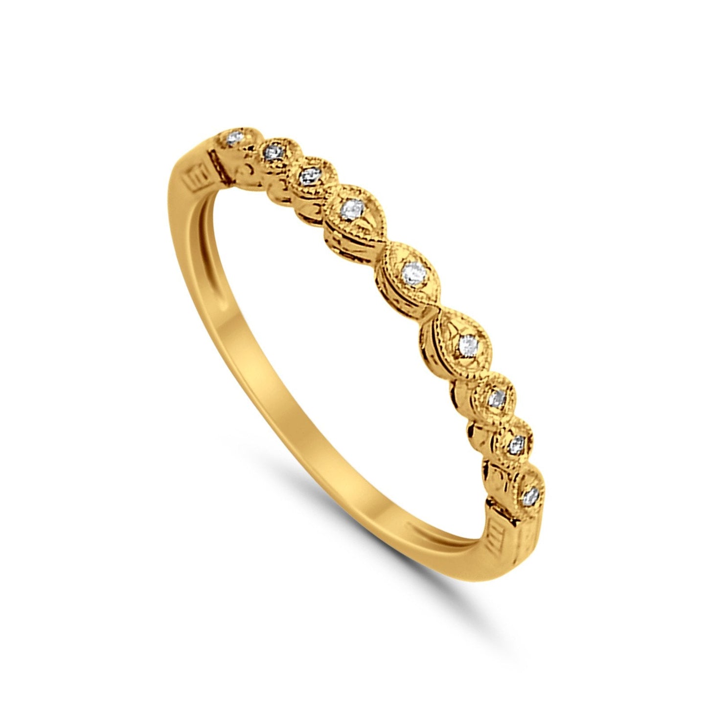 14K Yellow Gold Diamond Eternity Bands Wedding Stackable Band .06ct Size 6.5