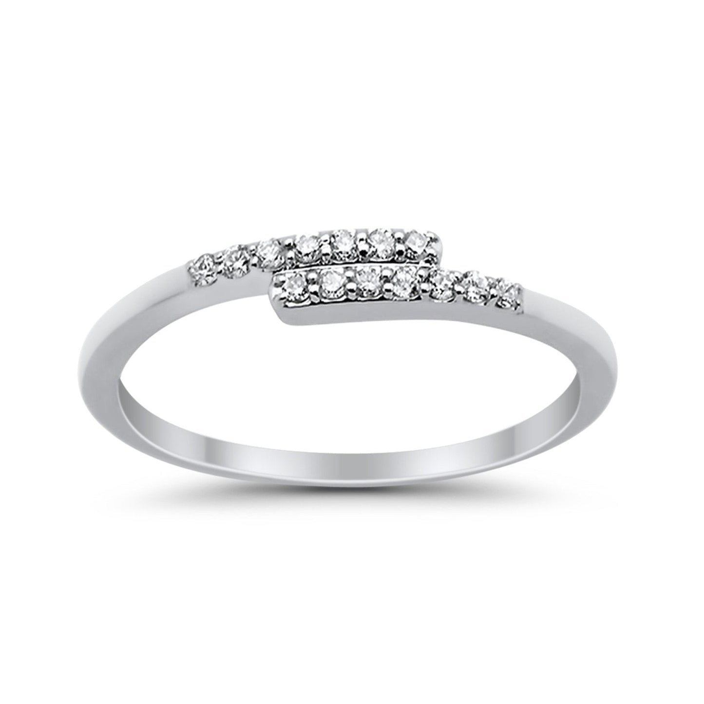 14K White Gold .11ct Diamond Eternity Bands Trendy Open Ring Size 6.5