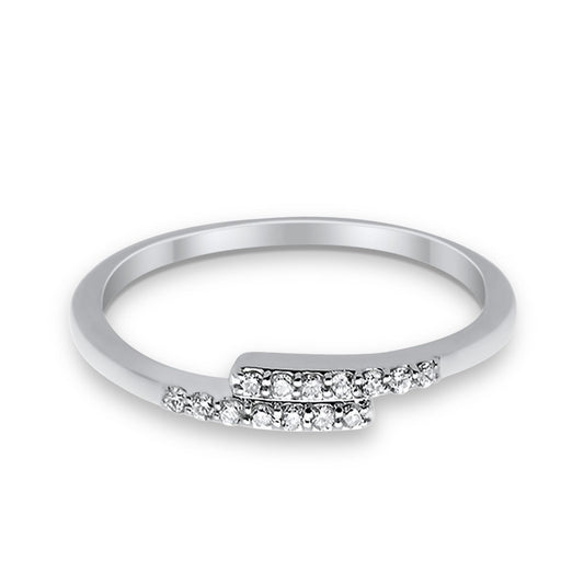 14K White Gold .11ct Diamond Eternity Bands Trendy Open Ring Size 6.5