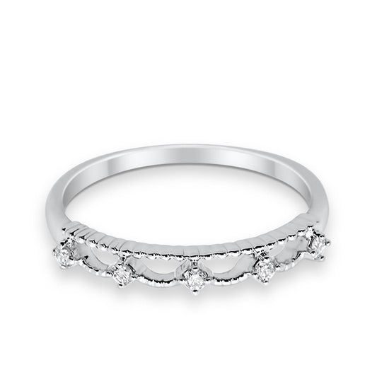 14K White Gold .10ct Diamond Eternity Bands Anniversary Wedding Stackable Ring Size 6.5