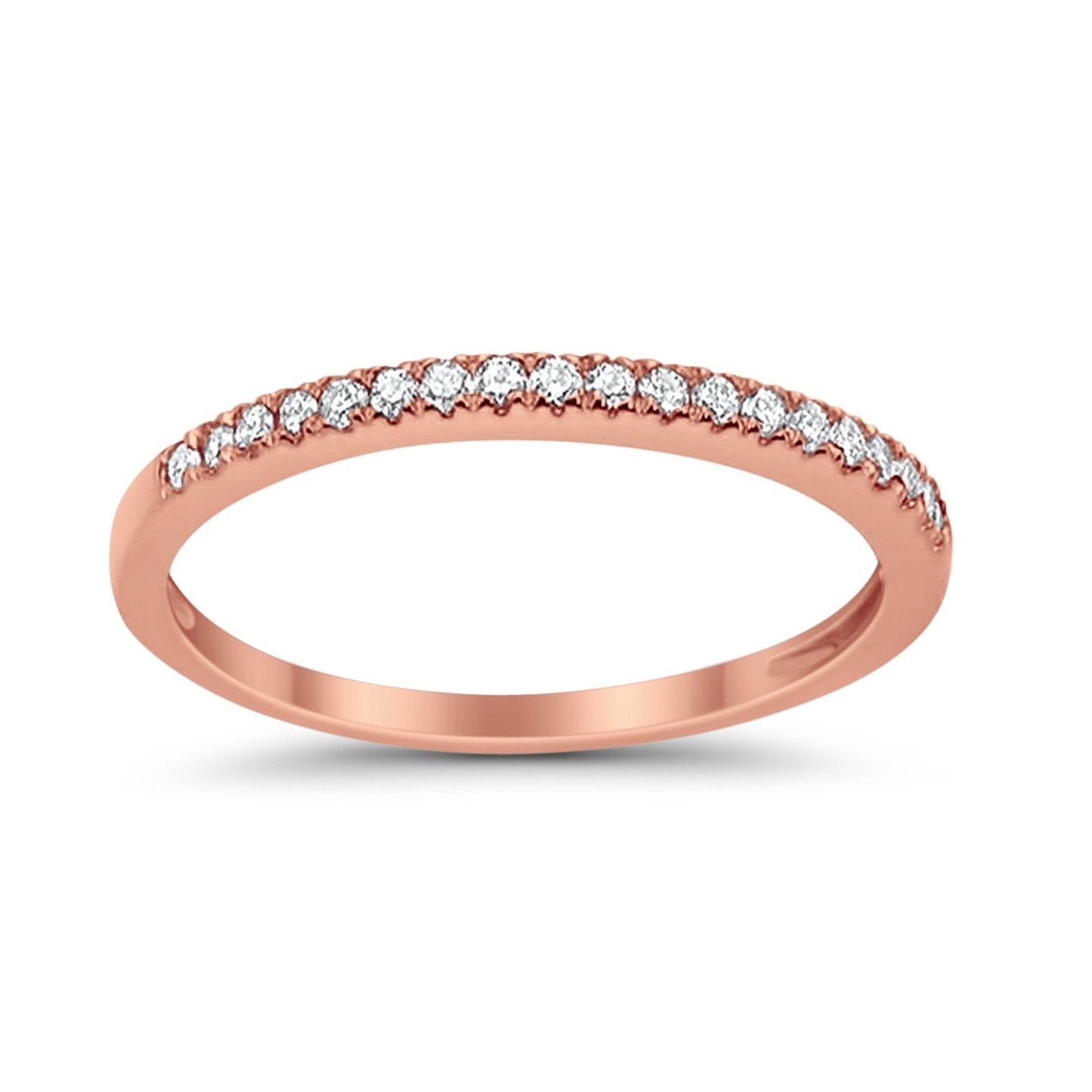 14K Rose Gold .15ct Diamond Eternity Bands Stackable Wedding Anniversary Ring 6.5