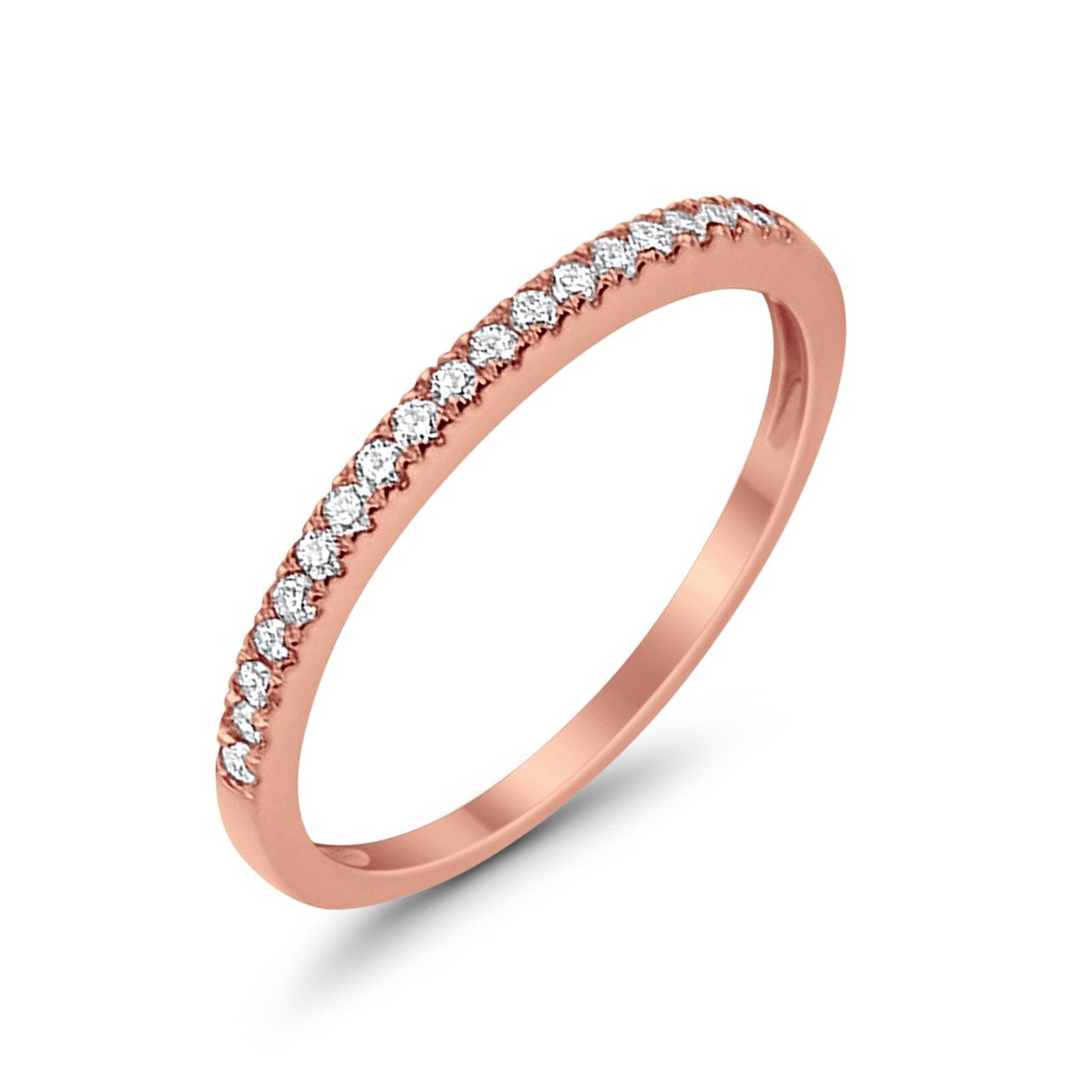 14K Rose Gold .15ct Diamond Eternity Bands Stackable Wedding Anniversary Ring 6.5