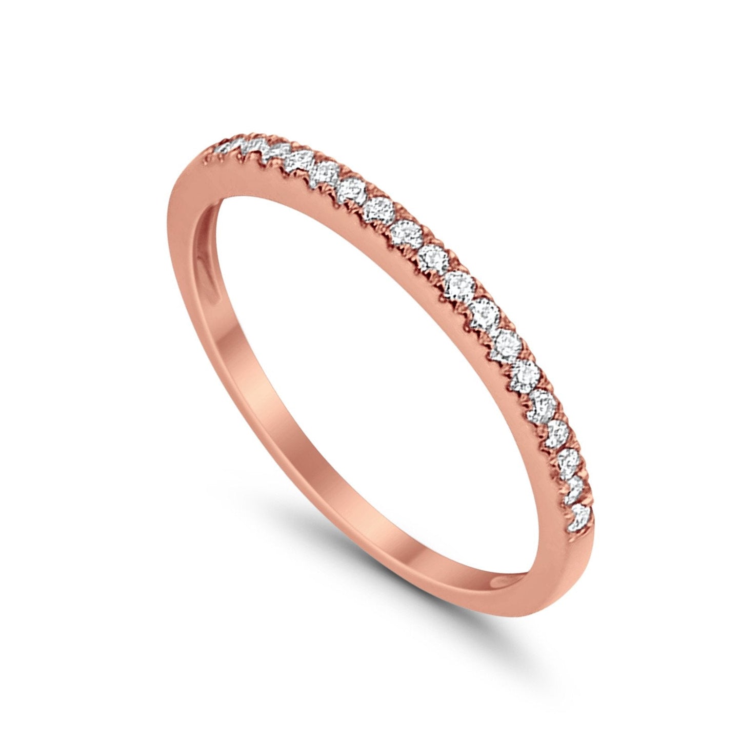 14K Rose Gold .15ct Diamond Eternity Bands Stackable Wedding Anniversary Ring 6.5