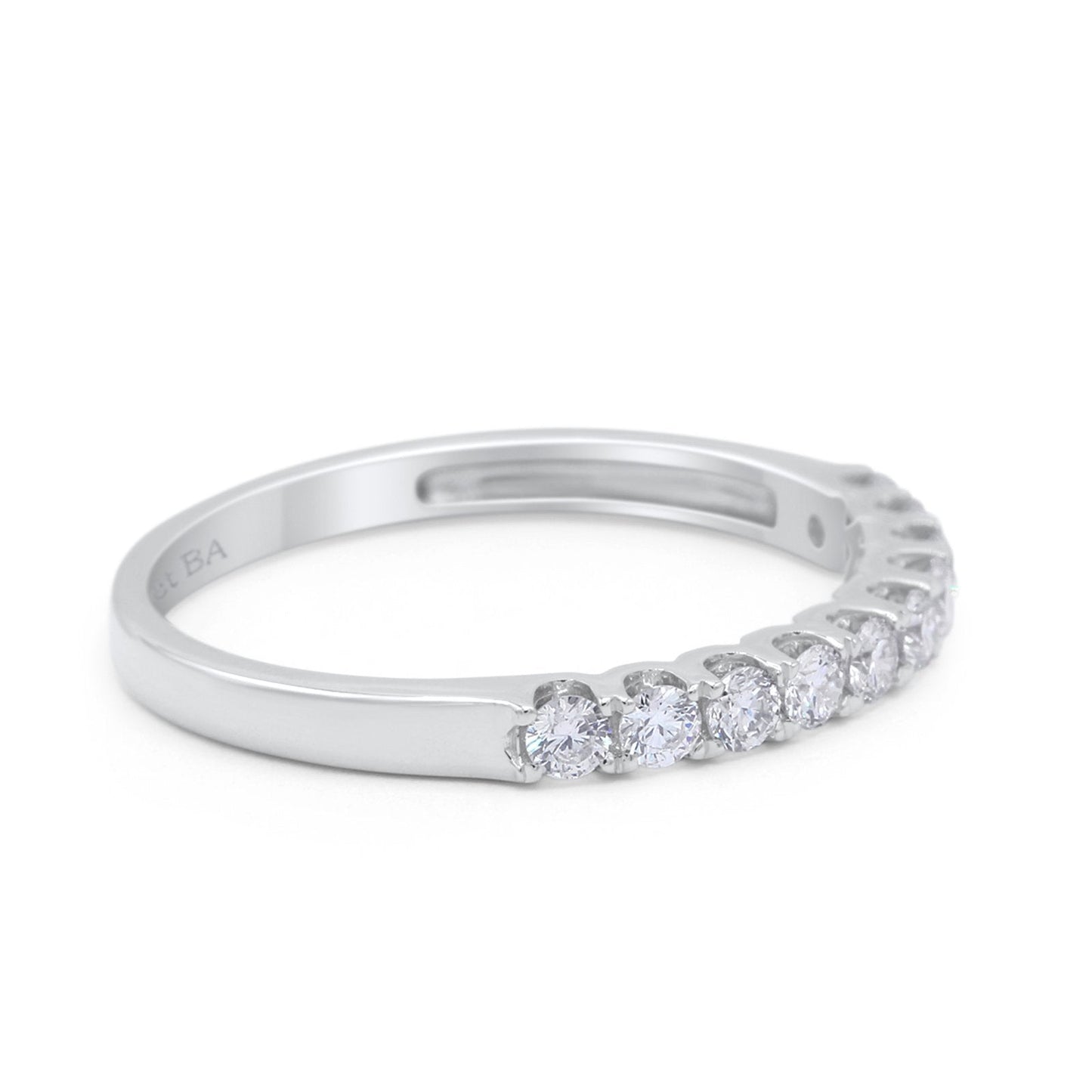 Bague de fiançailles en or blanc 14 carats avec diamants naturels de 3 mm et 0,35 ct G SI - Taille 6,5