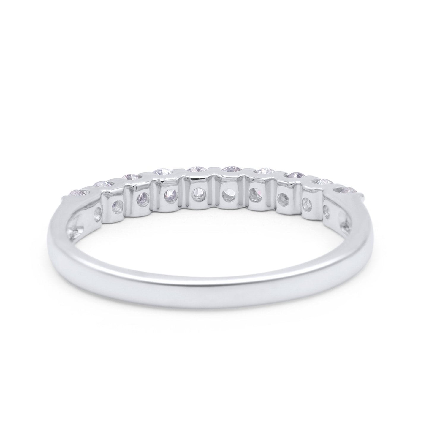 Bague de fiançailles en or blanc 14 carats avec diamants naturels de 3 mm et 0,35 ct G SI - Taille 6,5