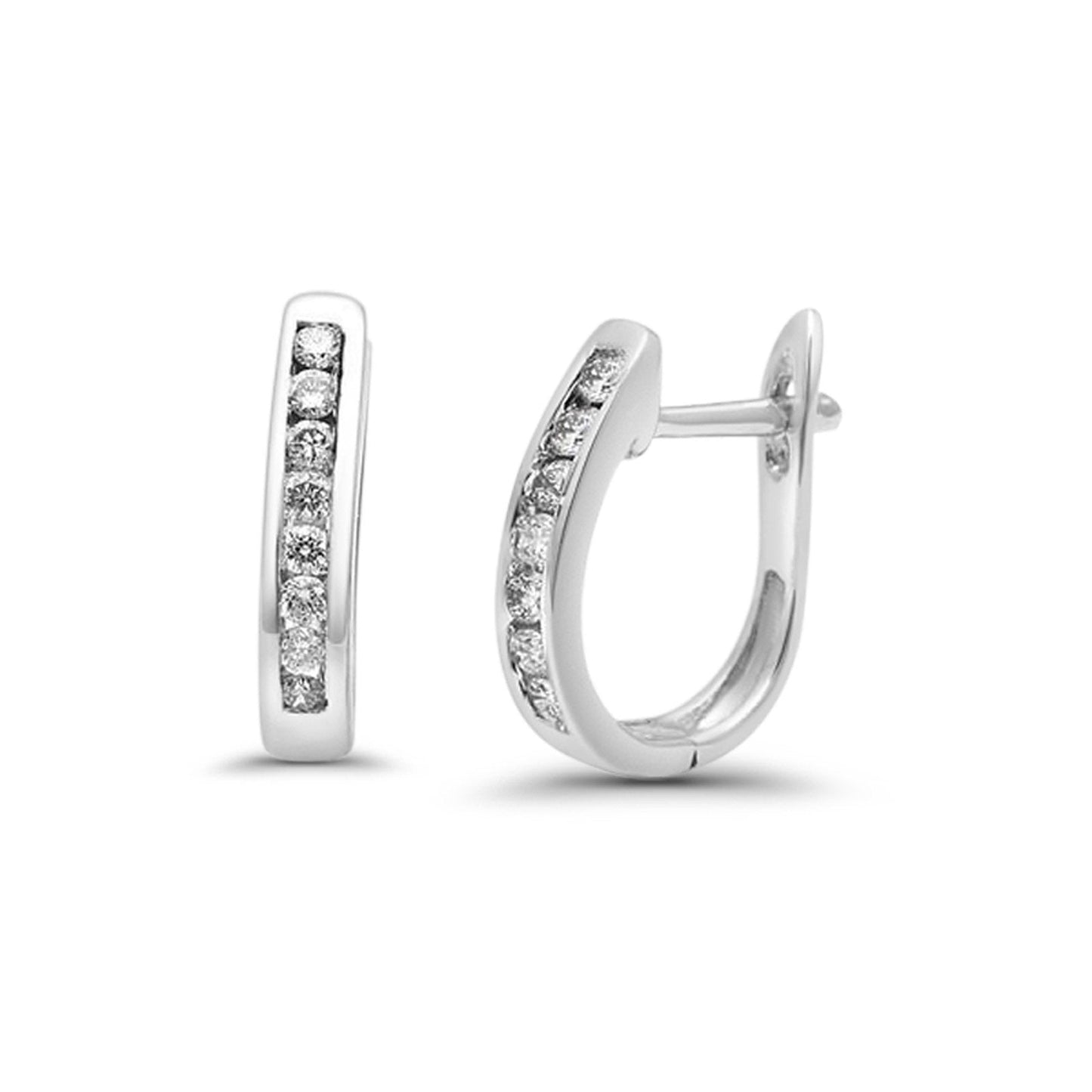 14K White Gold .25ct Diamond Hoop Earrings