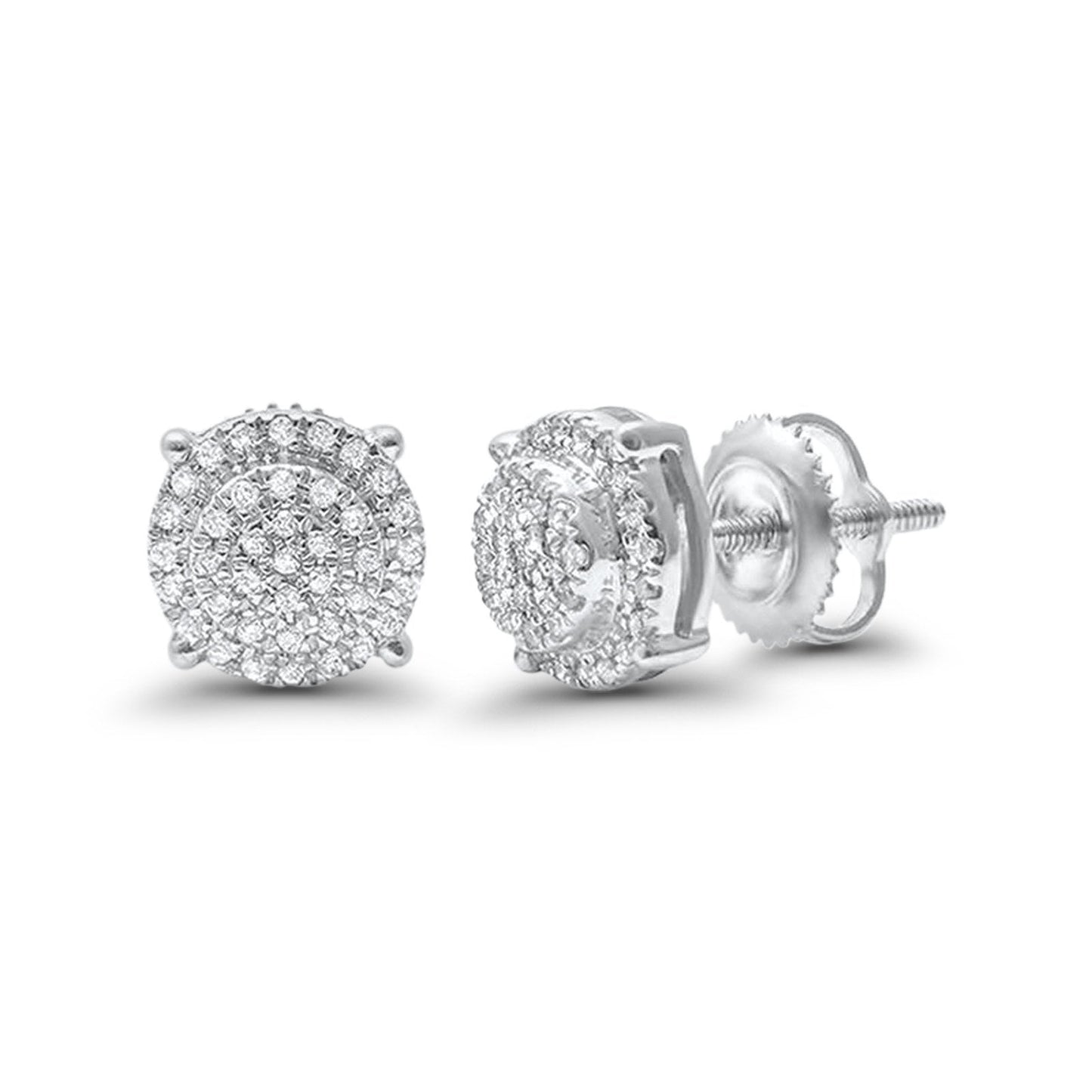 14K White Gold .16ct Round Diamond Cluster Stud Earrings