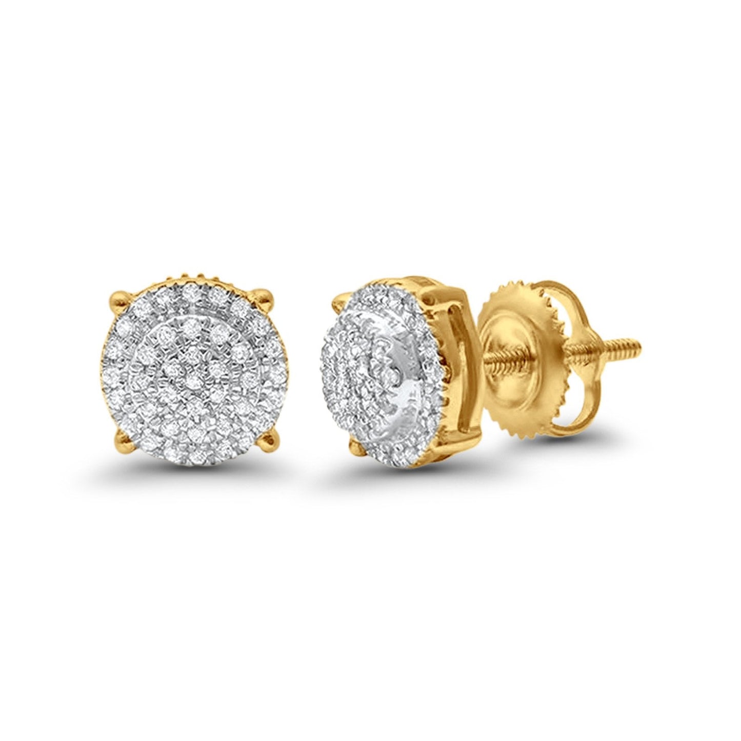 14K Yellow Gold .16ct Round Diamond Cluster Stud Earrings