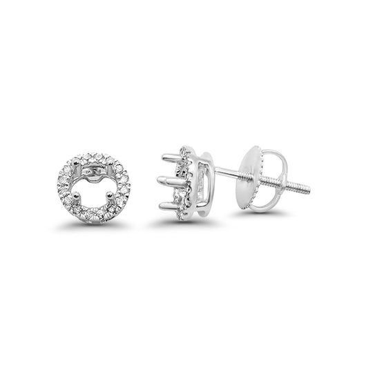 14K White Gold .14ct Round Diamond Earring Semi-Mount