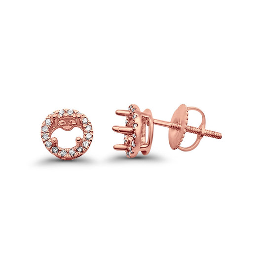 14K Rose Gold .17ct Round Diamond Earring Semi-Mount