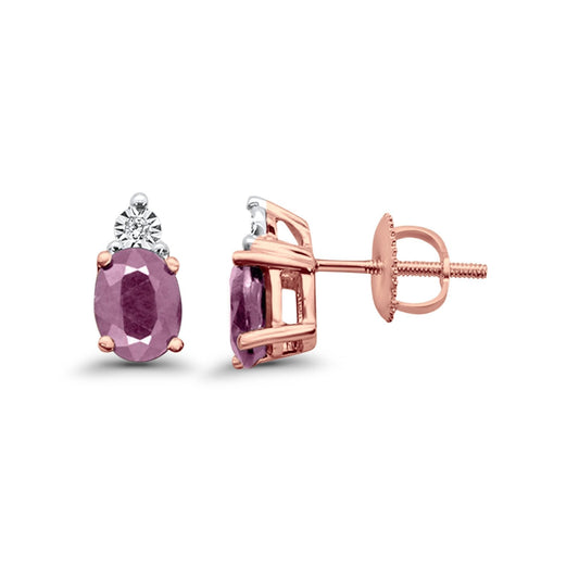 10K Rose Gold Natural Ruby & Diamond 1.33ct Earrings