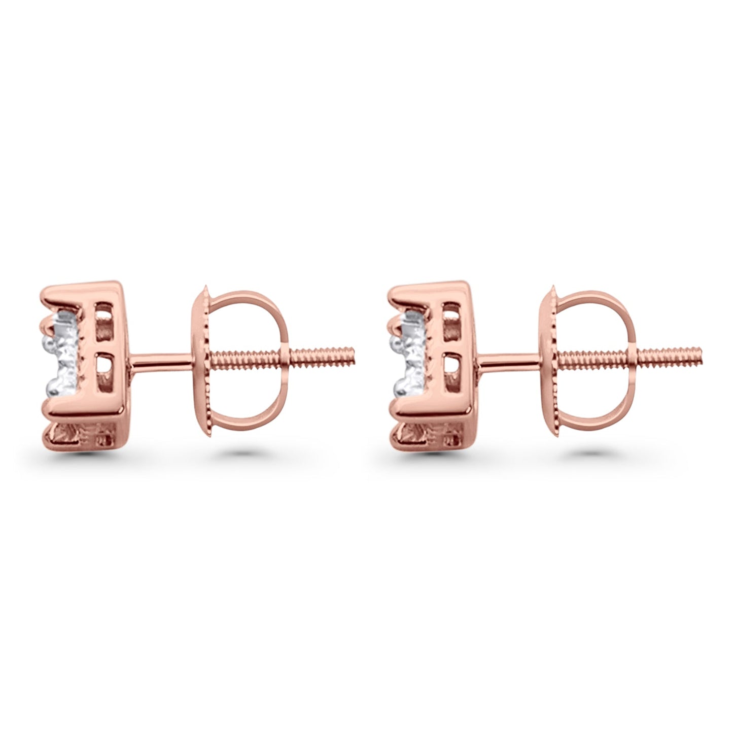 Diamond Stud Earrings 0.15ct Square Micro Pave 10K Rose Gold Wholesale