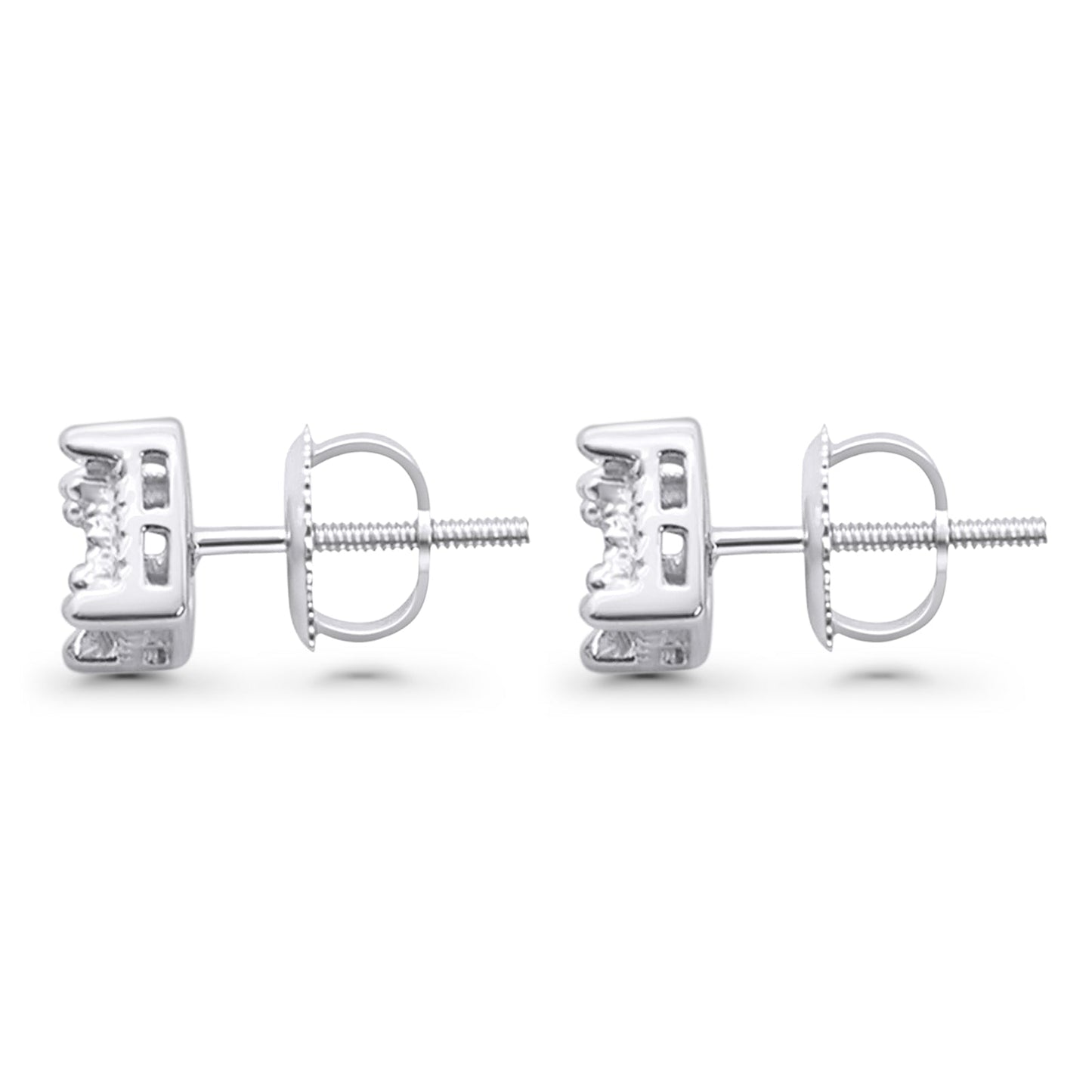 Diamond Stud Earrings 0.15ct Square Micro Pave 10K White Gold Wholesale