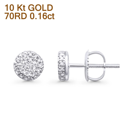 Solid 10K White Gold 5.7mm Round Micro Pave Classic Diamond Stud Earring With Screw Backing Wholesale