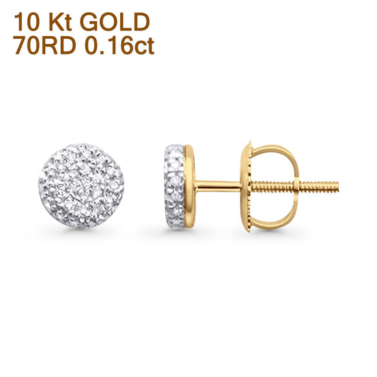 Solid 10K Yellow Gold 5.7mm Round Micro Pave Classic Diamond Stud Earring With Screw Backing Wholesale